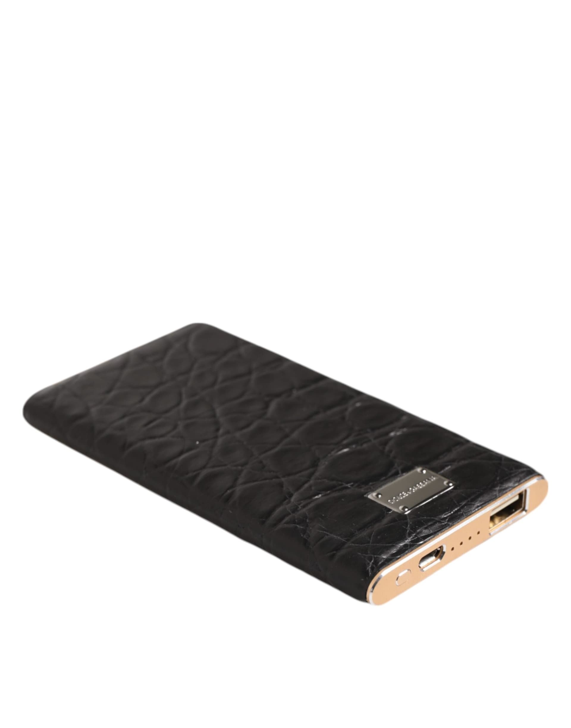 Black Leather Exotic Skin 3000mAh Power Bank Charger USB - 4