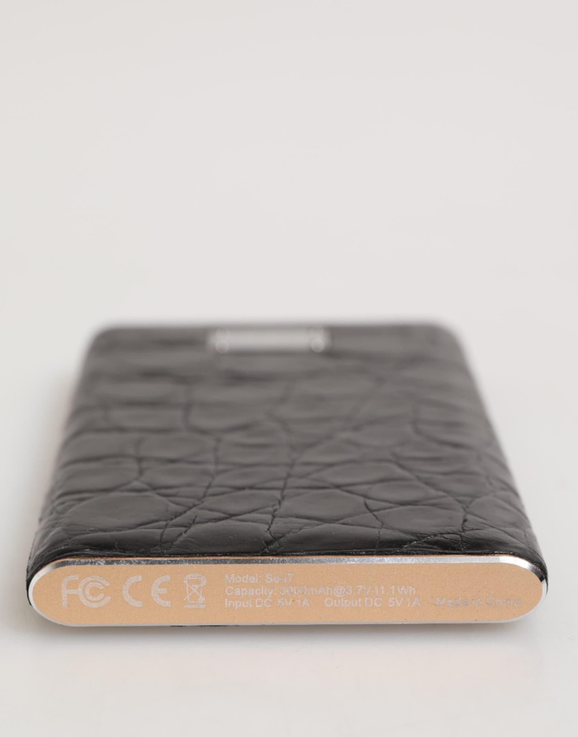 Black Leather Exotic Skin 3000mAh Power Bank Charger USB - 6
