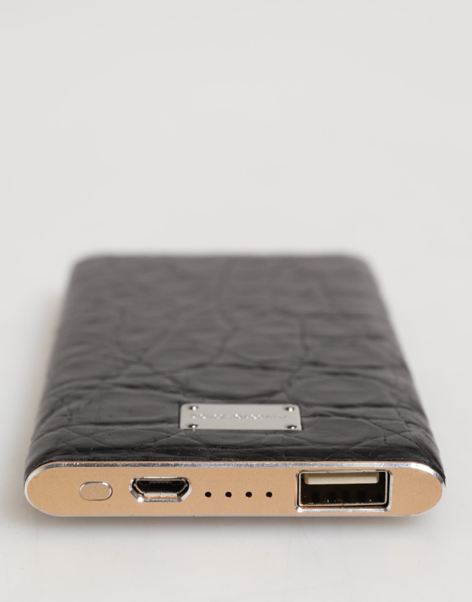 Black Leather Exotic Skin 3000mAh Power Bank Charger USB - 7
