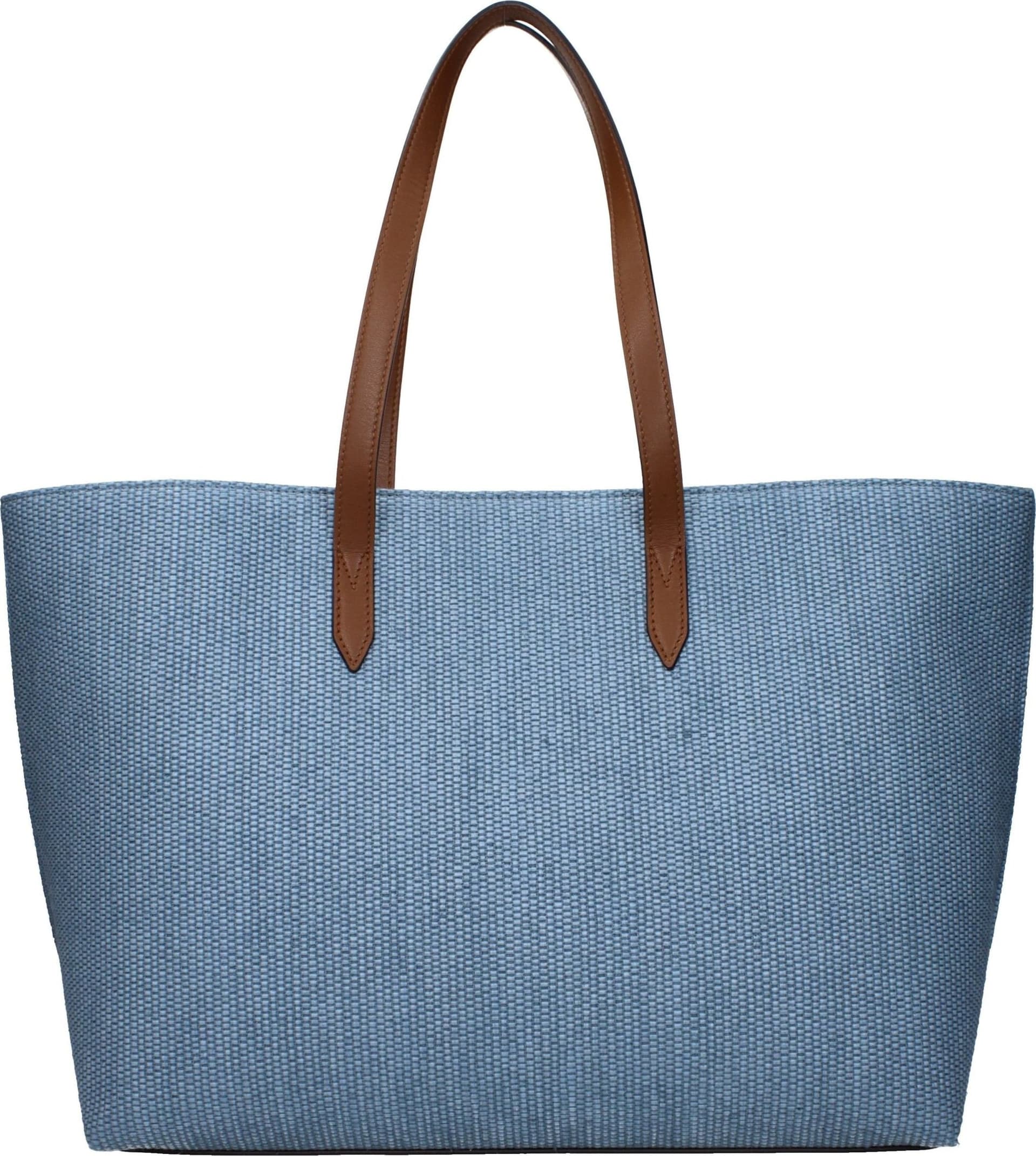 Light Blue Fabric Shoulder Bag - 3