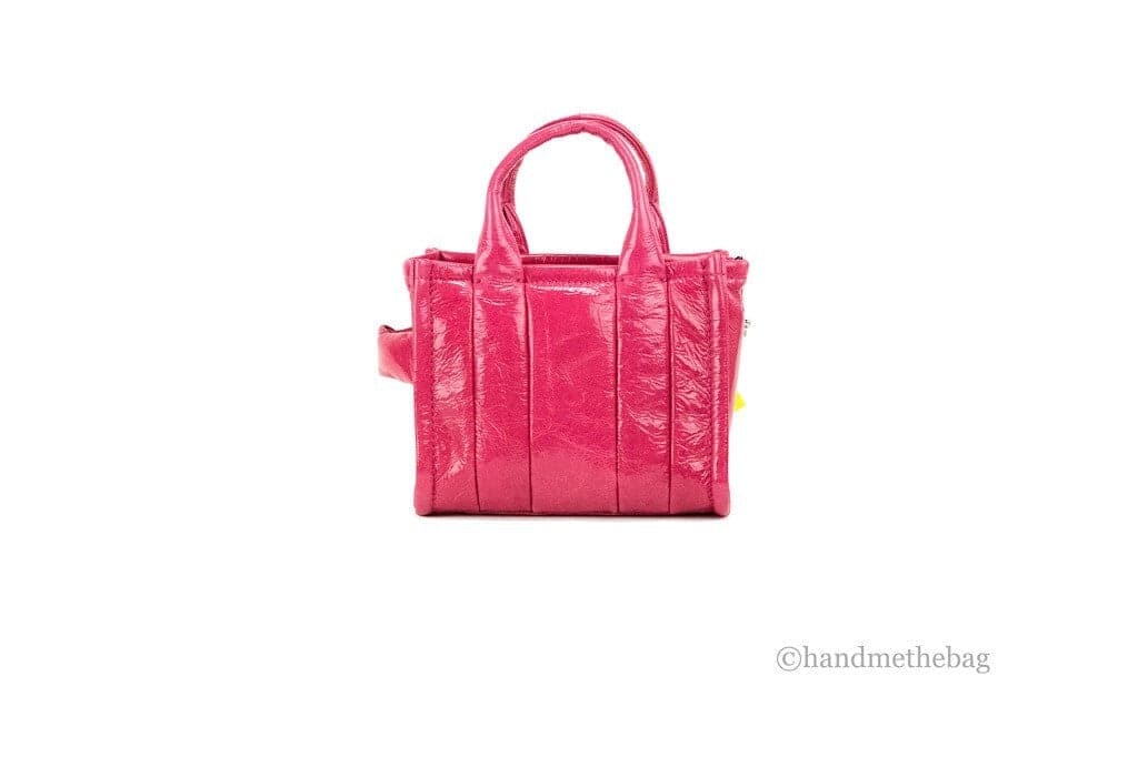 Marc Jacobs The Shiny Crinkle Micro Tote Magenta Leather Crossbody Bag Handbag - 2