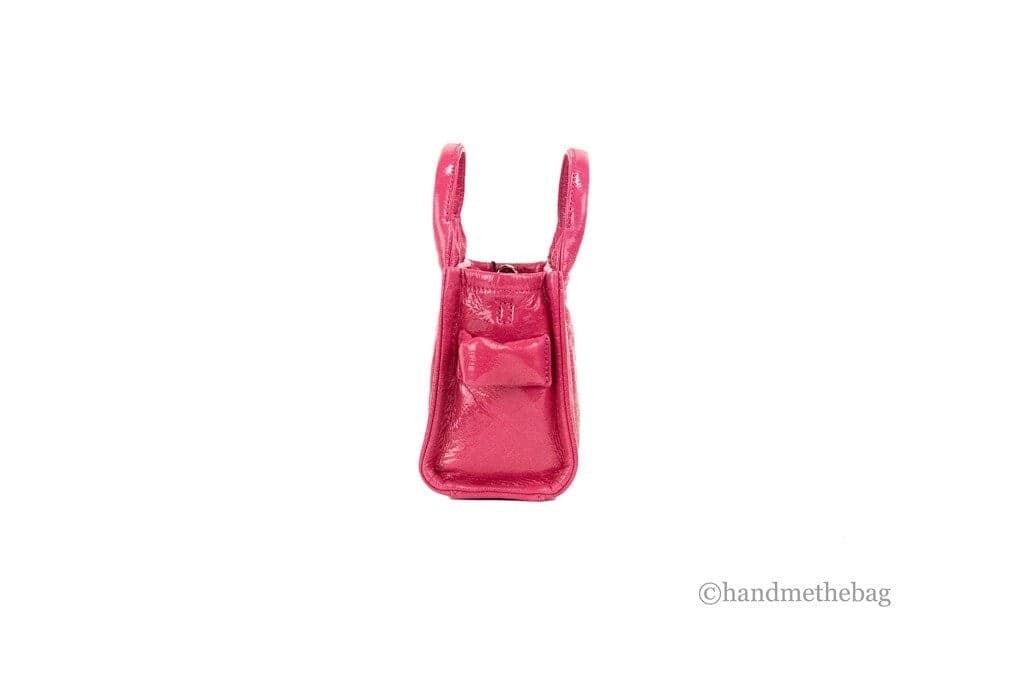 Marc Jacobs The Shiny Crinkle Micro Tote Magenta Leather Crossbody Bag Handbag - 3