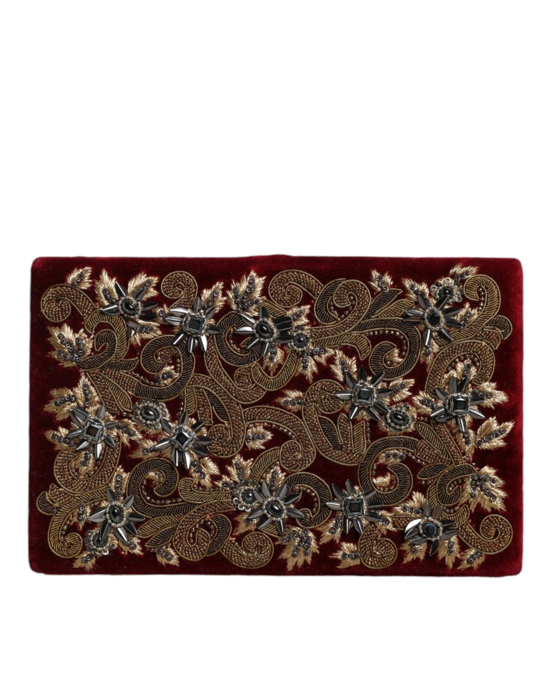 Red Velvet Gold Frame Clutch Evening Party Purse Bag - 3