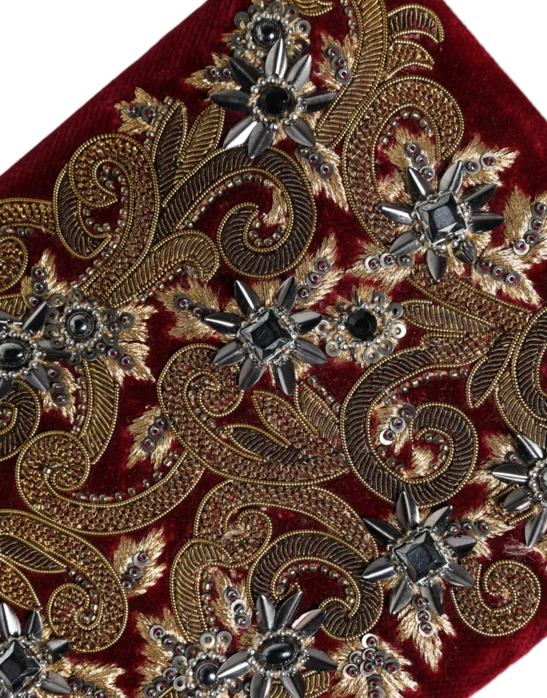 Red Velvet Gold Frame Clutch Evening Party Purse Bag - 7