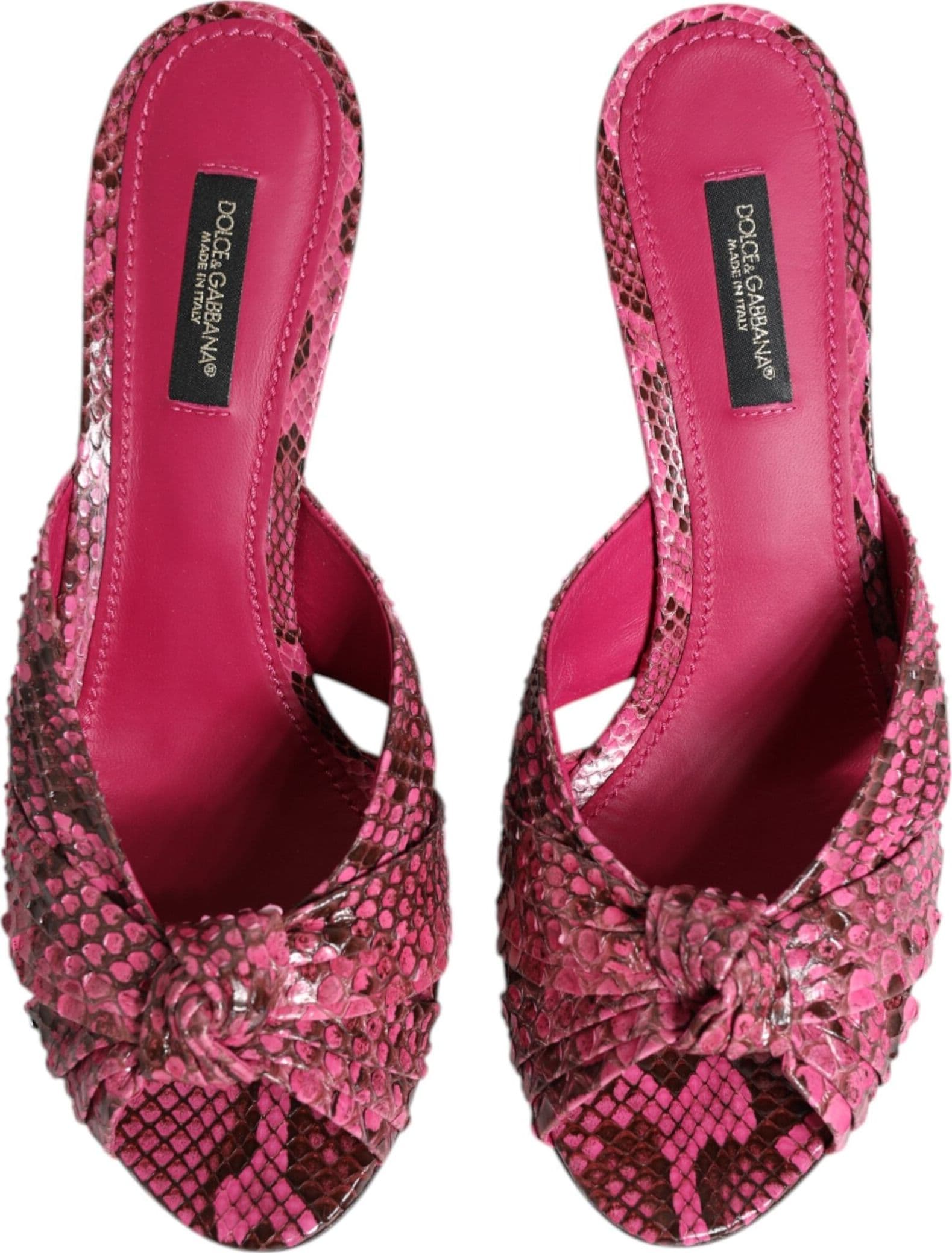Pink Leather Heels Slides Sandals Shoes - 2
