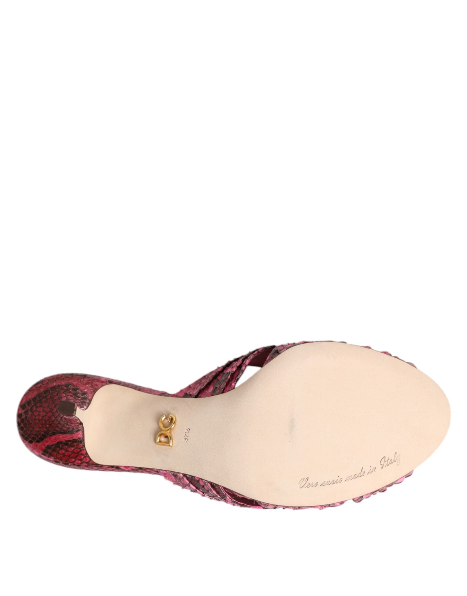 Pink Leather Heels Slides Sandals Shoes - 8