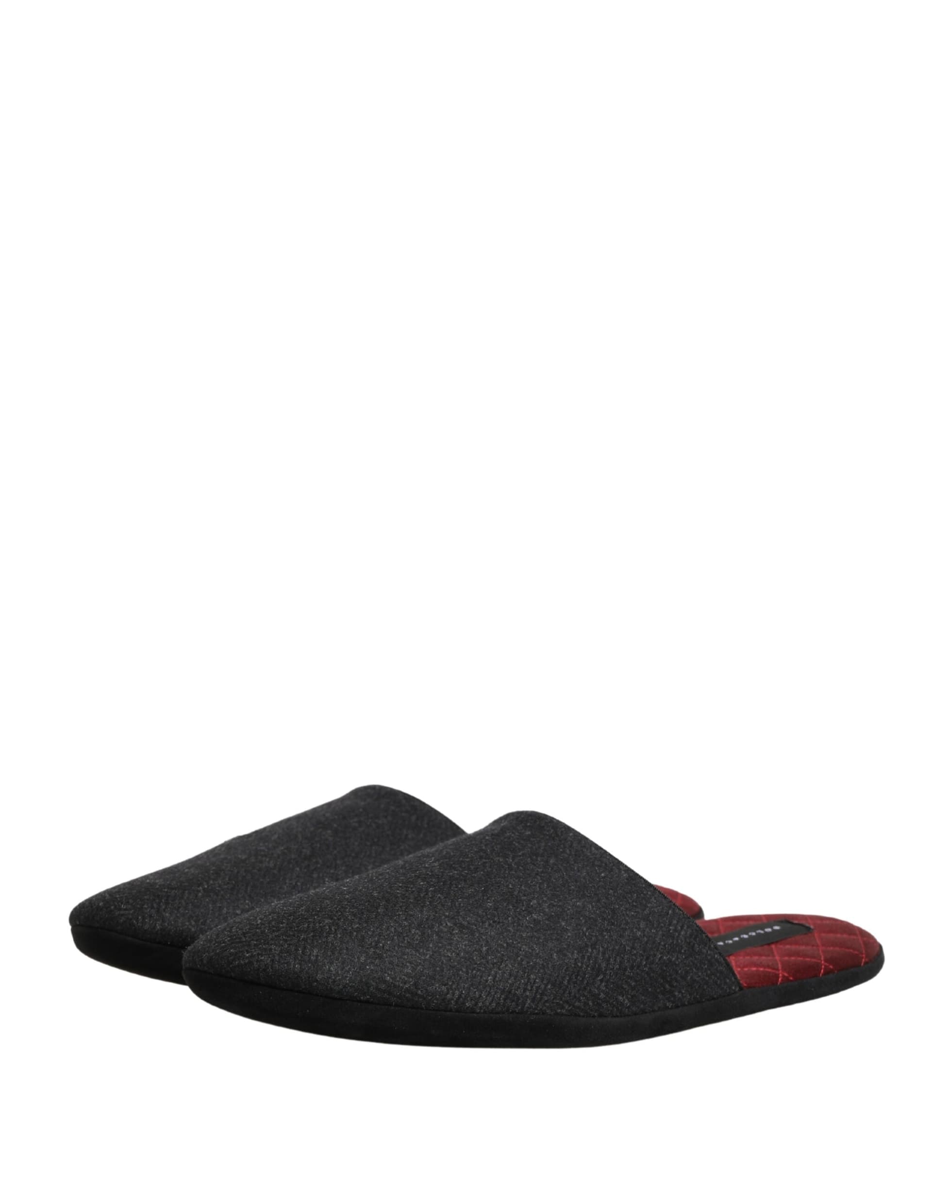 Anthracite Wool Cashmere Quilted Slippers Shoes - 3