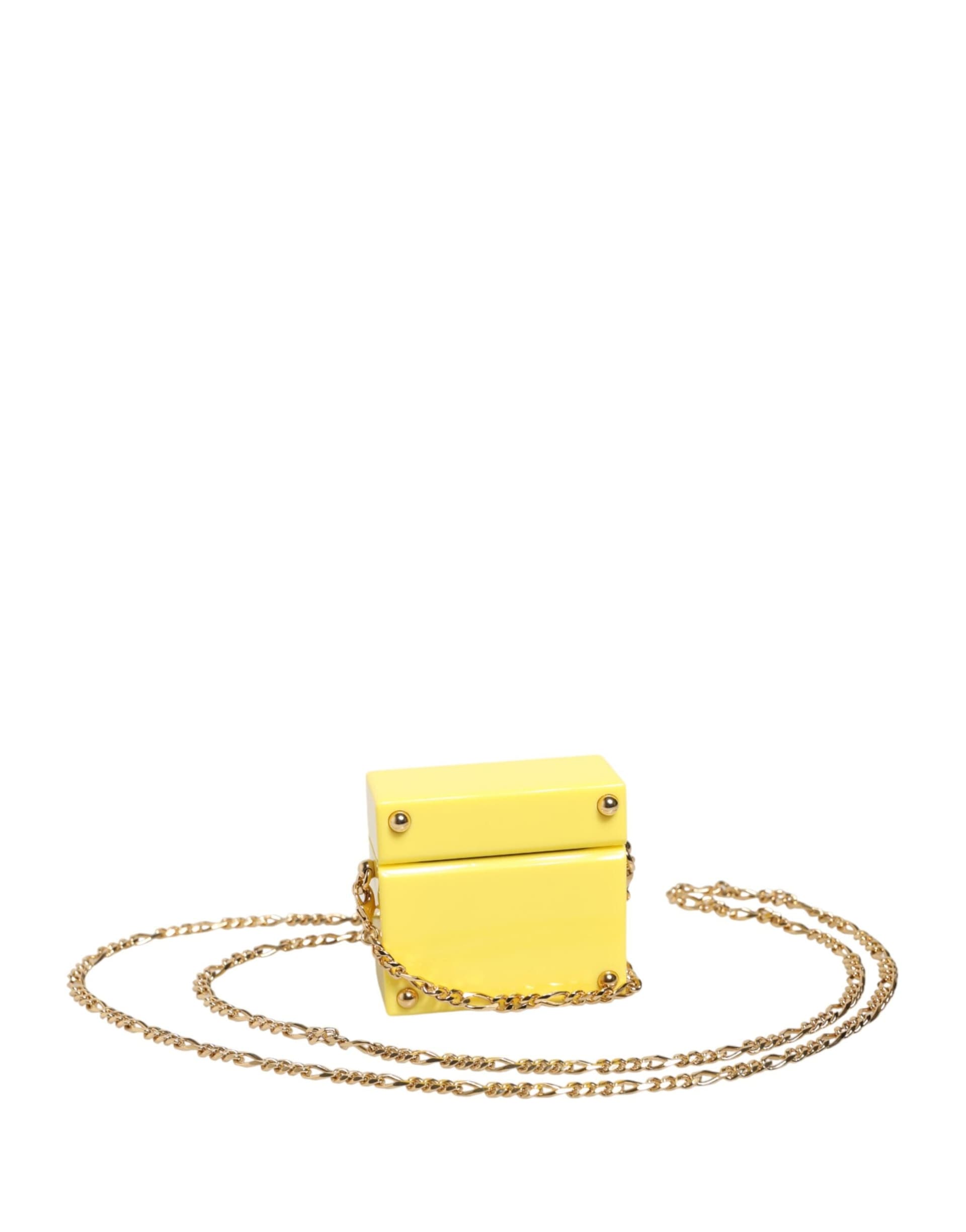 Yellow DG Logo Plaque Cover Gold Chain Airpods Case - 4