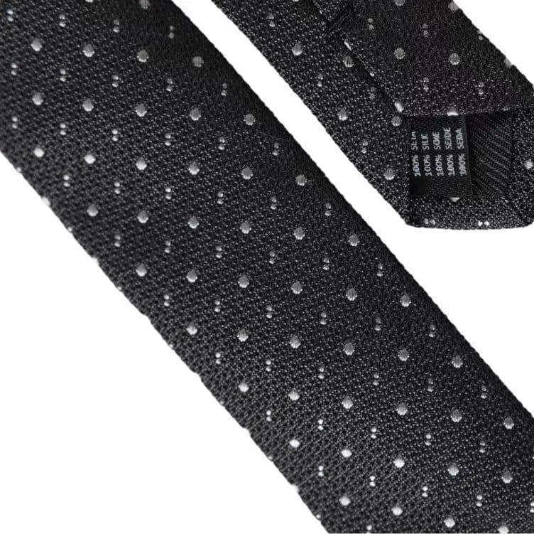 Black Polka Dot Silk Adjustable Men Tie - 2