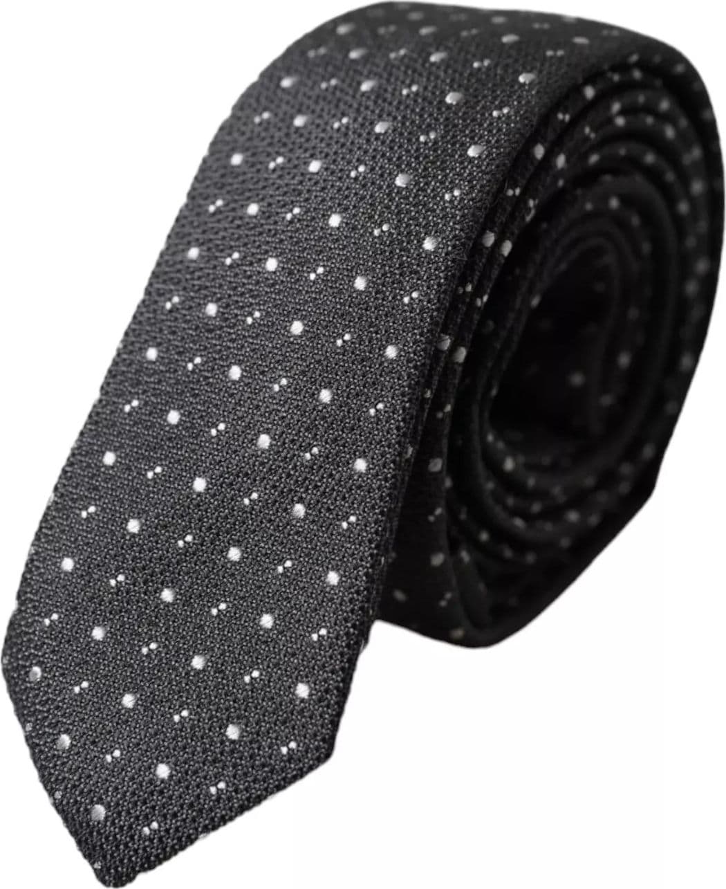 Black Polka Dot Silk Adjustable Men Tie - 4