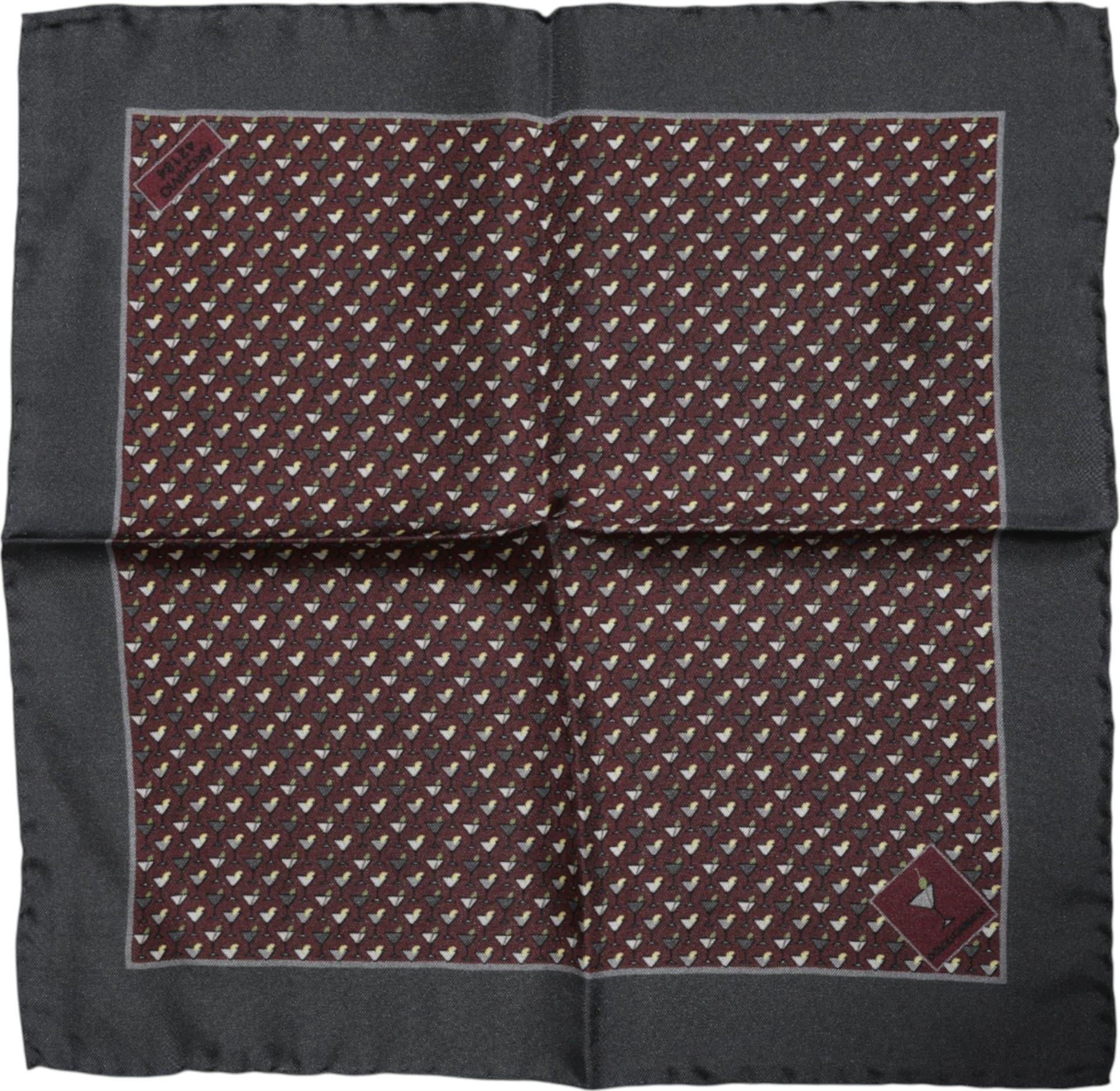 Maroon Cocktail Silk Square Foulard Scarf - 3