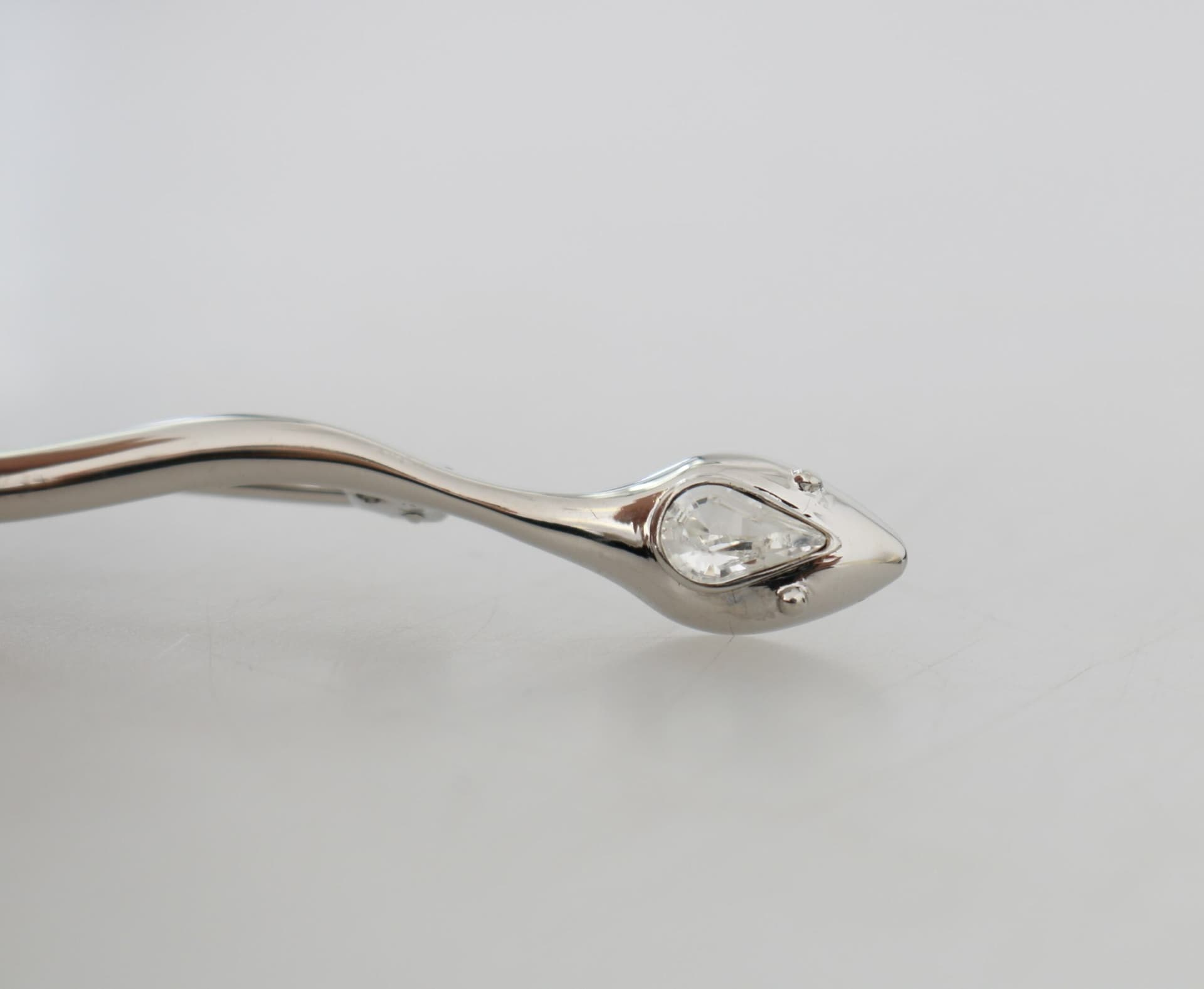 Silver Brass Crystal Spilla Serpente Mens Brooch Pin - 4