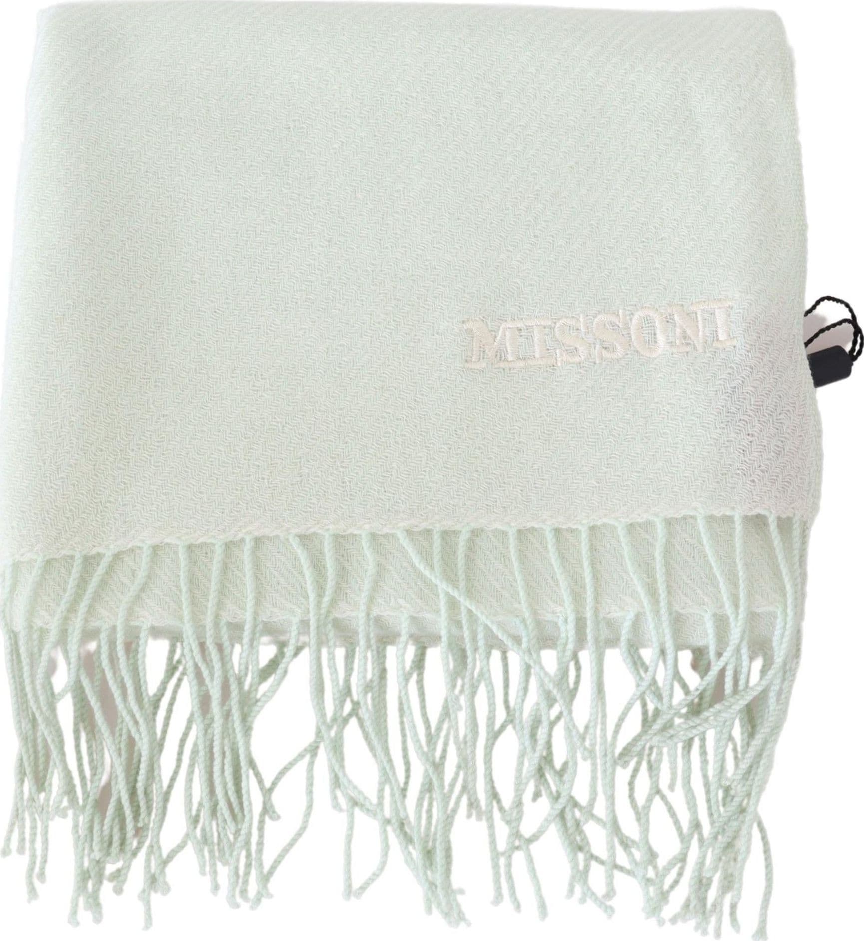 Light Green Pattern Cashmere Unisex Wrap Fringes Scarf - 3