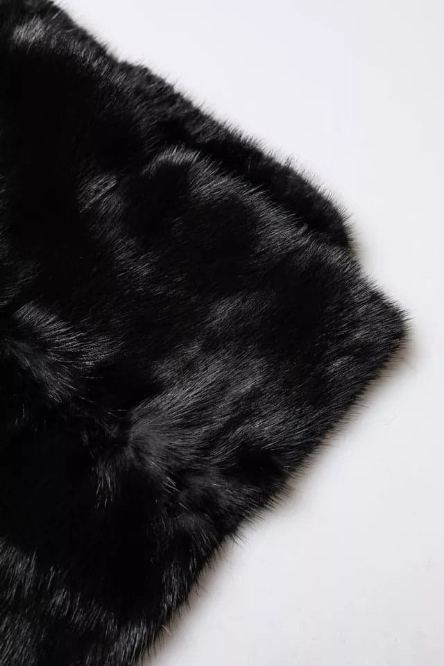 Black Fur Shawl Neck Wrap Cover Collar Scarf - 3