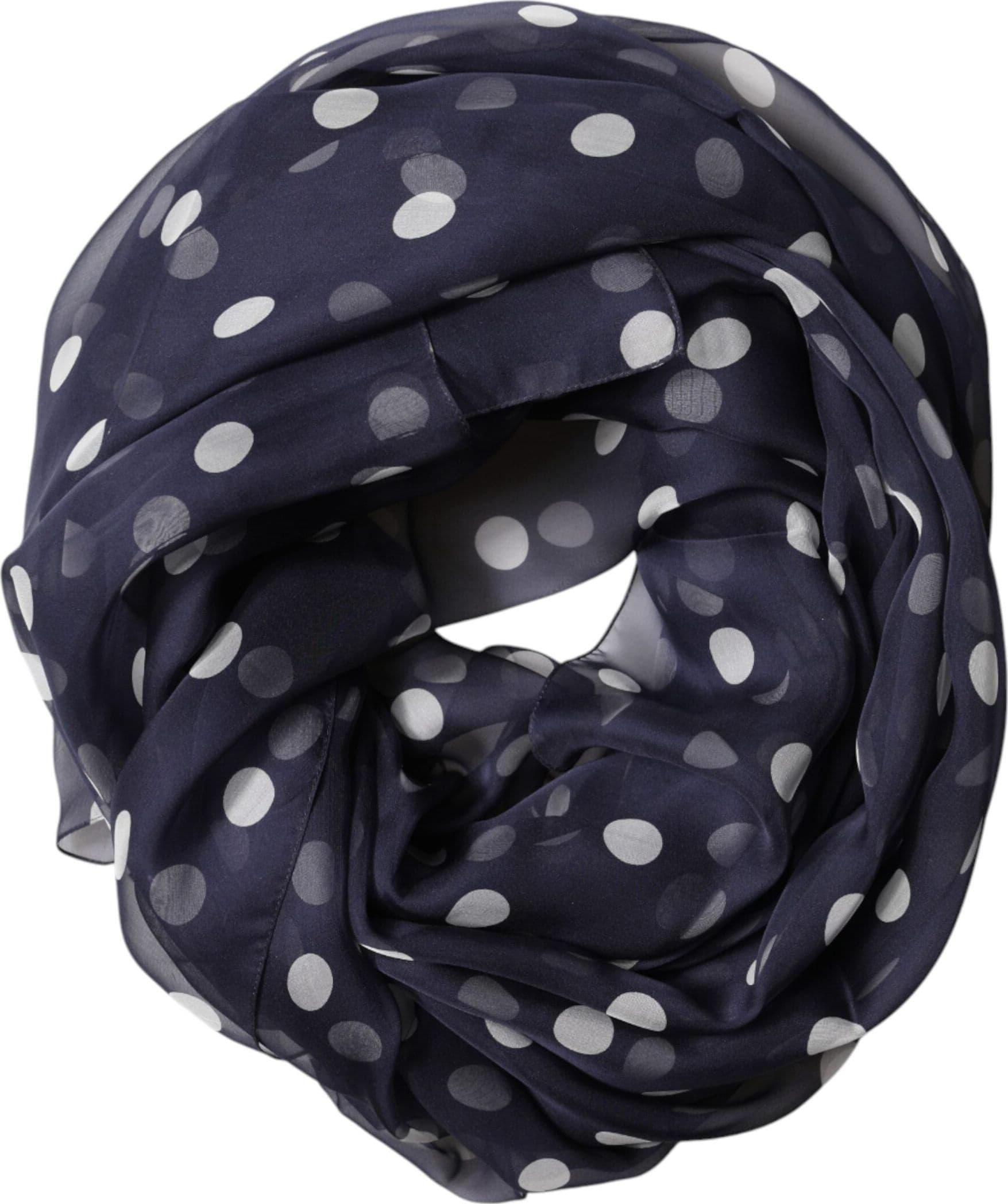 Blue Polka Dot Silk Neck Wrap Shawl 205cm x 132cm Scarf - 2