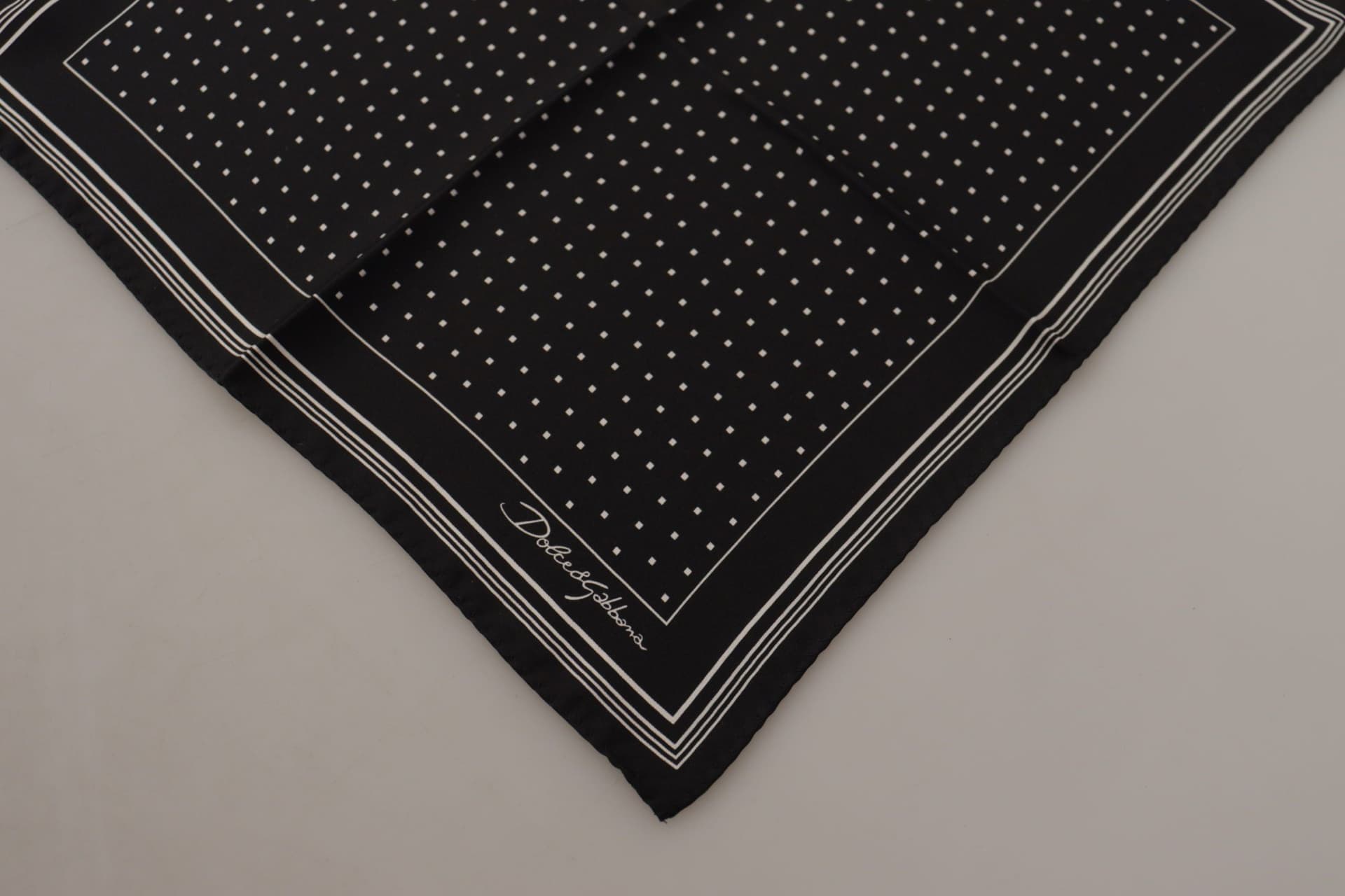 Black Polka Dots DG Logo Square Handkerchief - 2