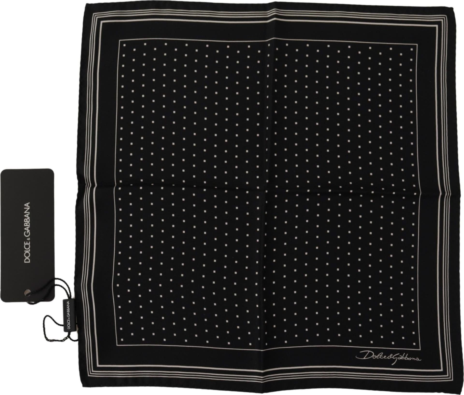 Black Polka Dots DG Logo Square Handkerchief - 3