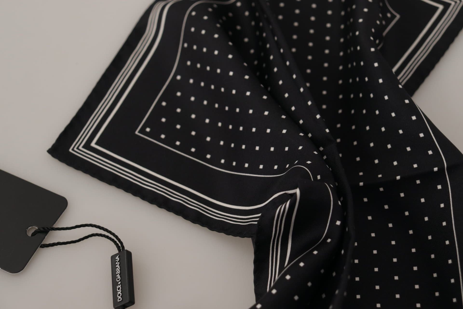 Black Polka Dots DG Logo Square Handkerchief - 4