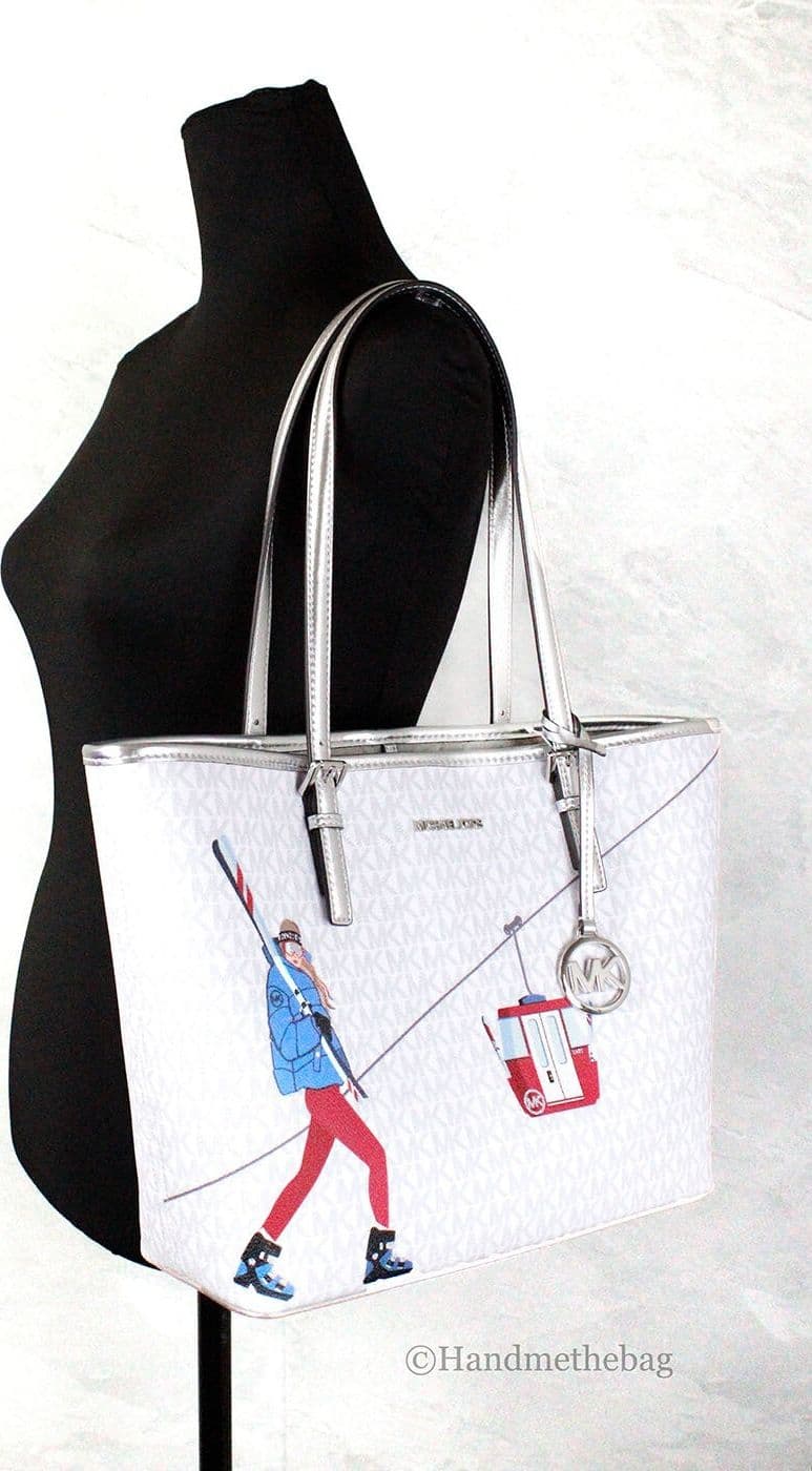 Michael Kors Jet Set Travel Girls Medium Signature Carryall Tote White MK - 2
