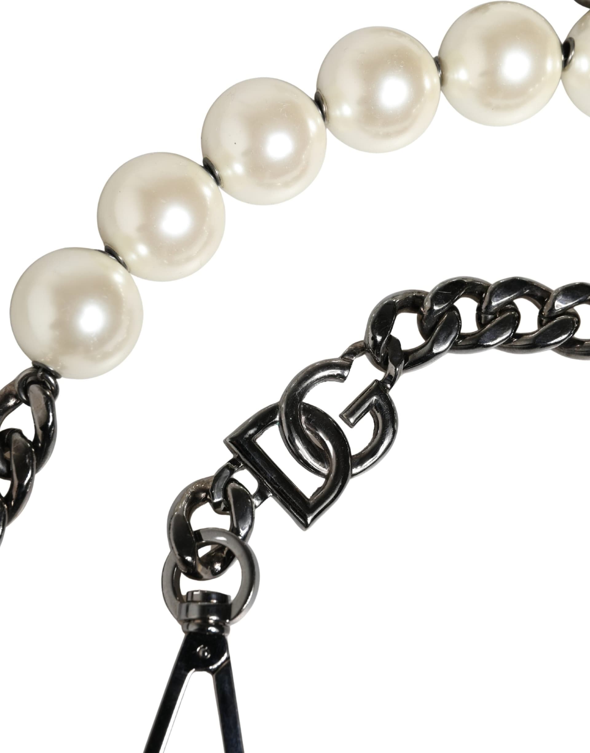 White Leather Silver Chain Bag Accessory Shoulder Strap - 2