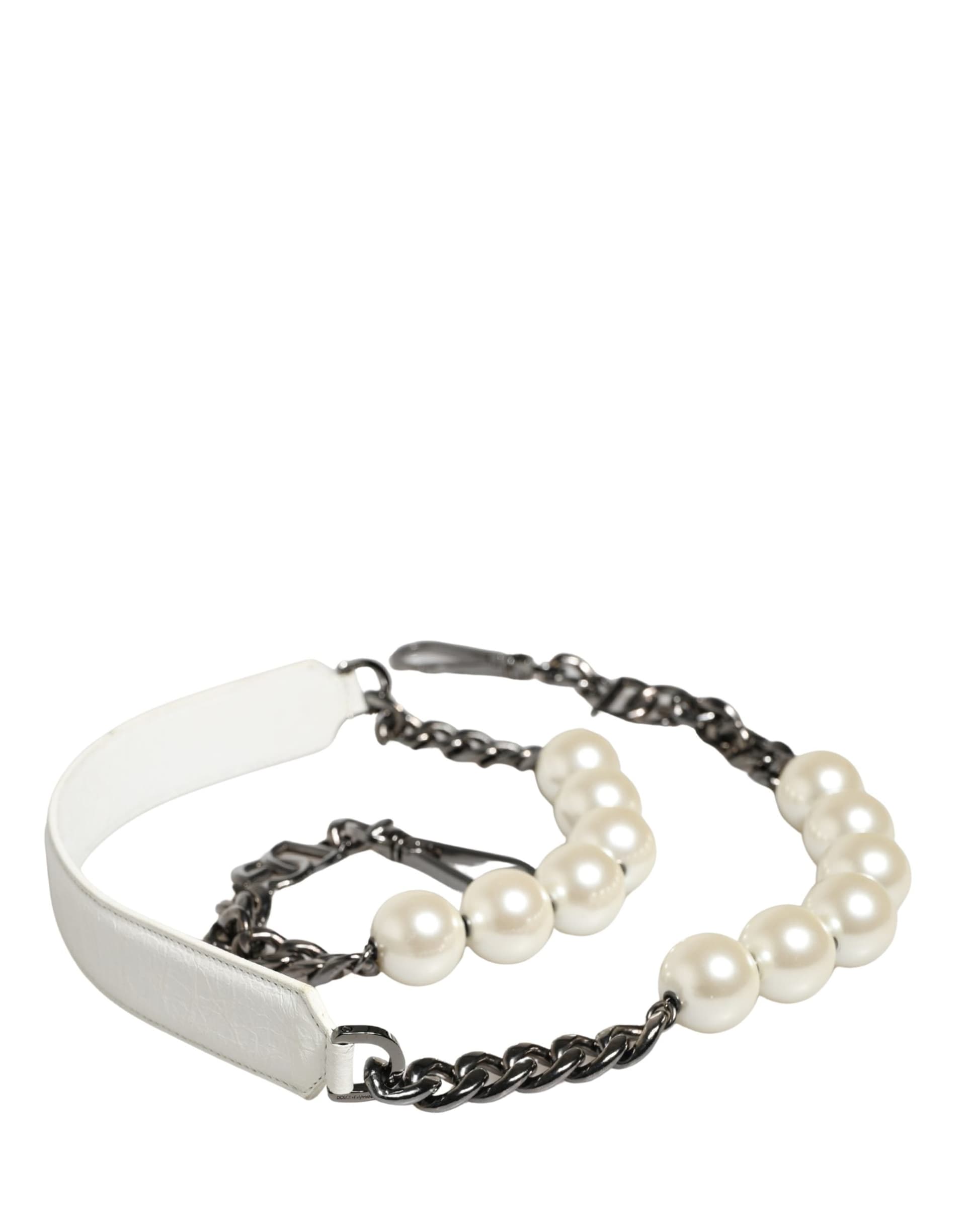 White Leather Silver Chain Bag Accessory Shoulder Strap - 3