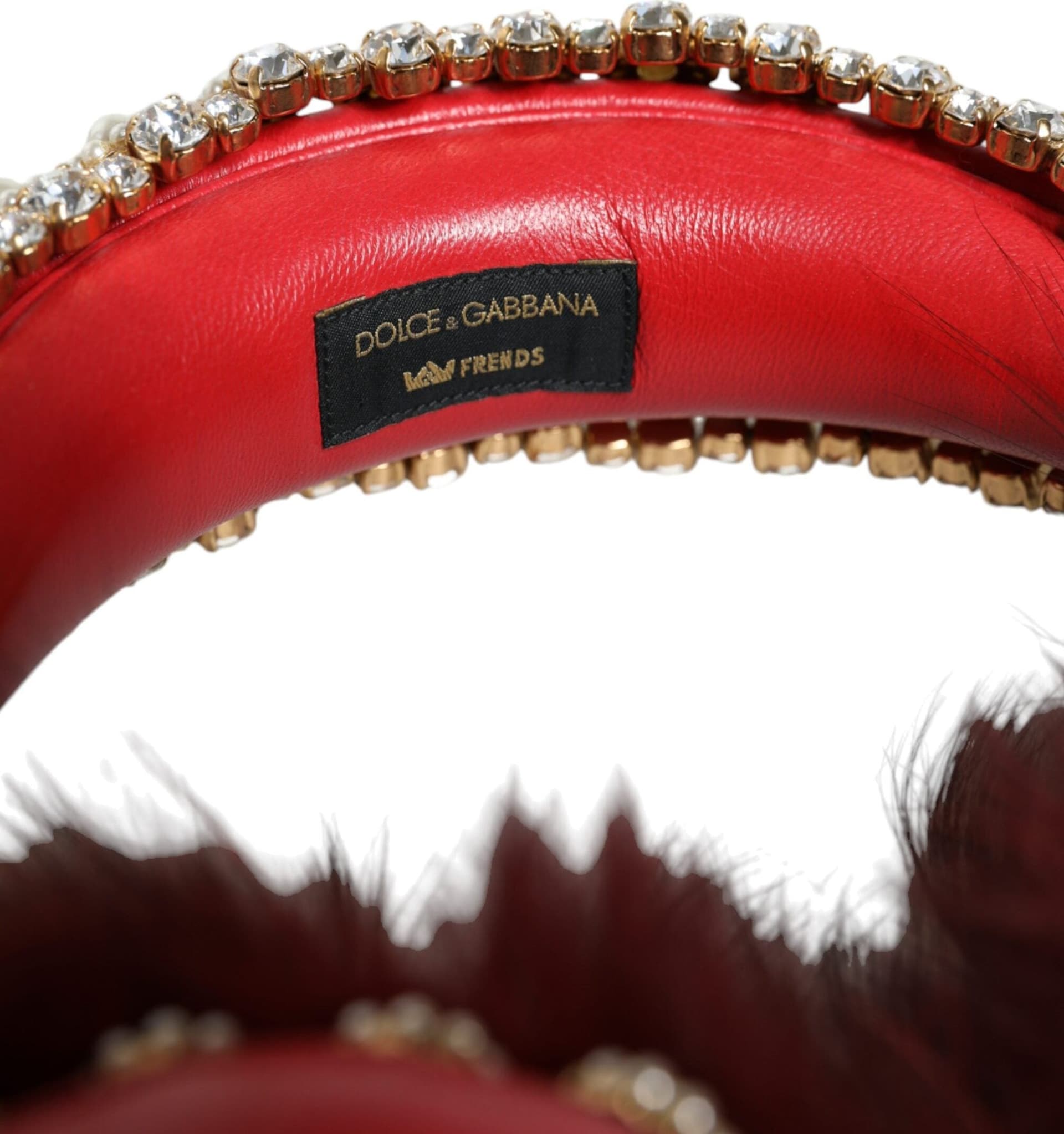 Red Gold Crystal Fur Headset Audio AUX Headphones - 8