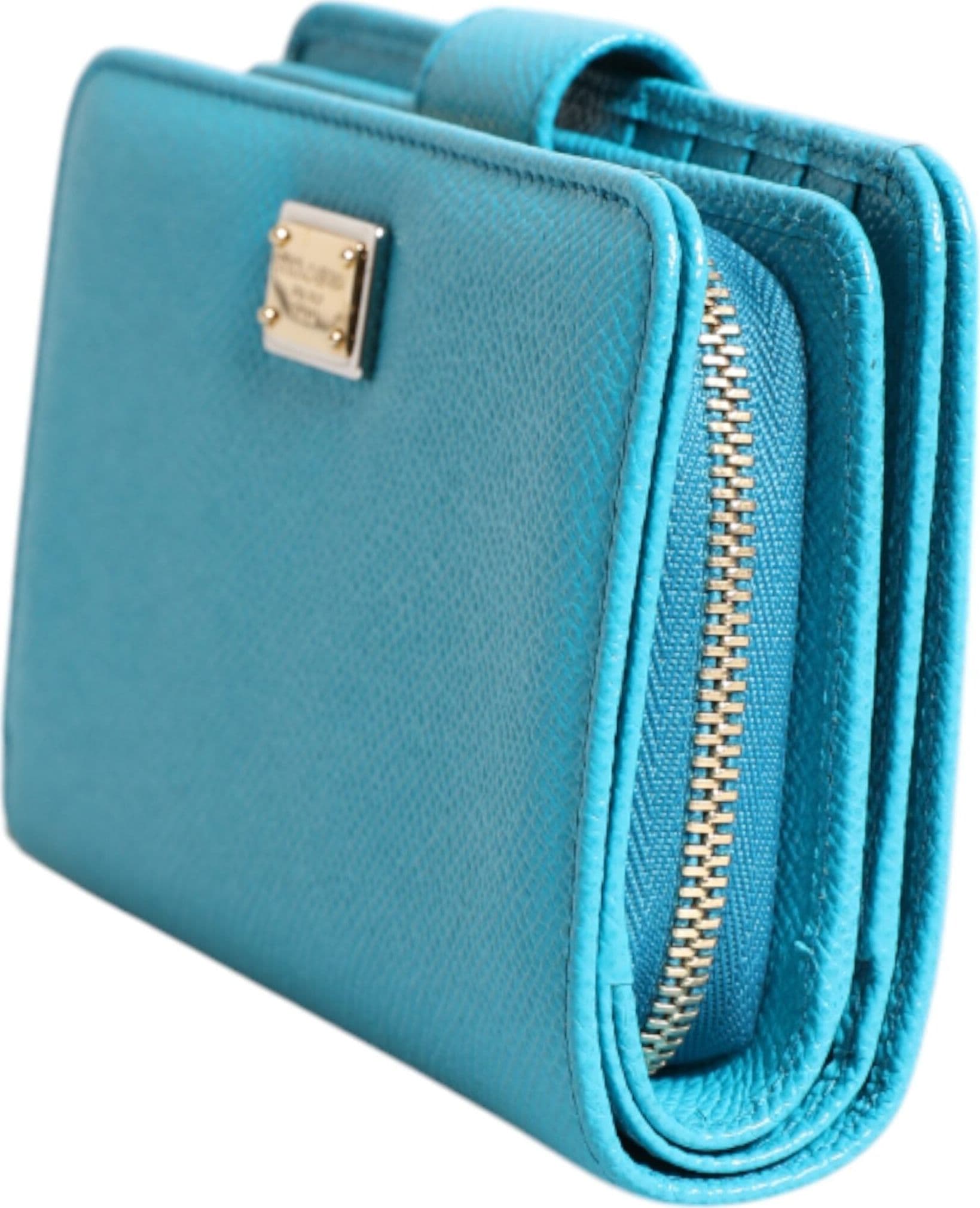 Light Blue Leather Bifold Continental Clutch Wallet - 4