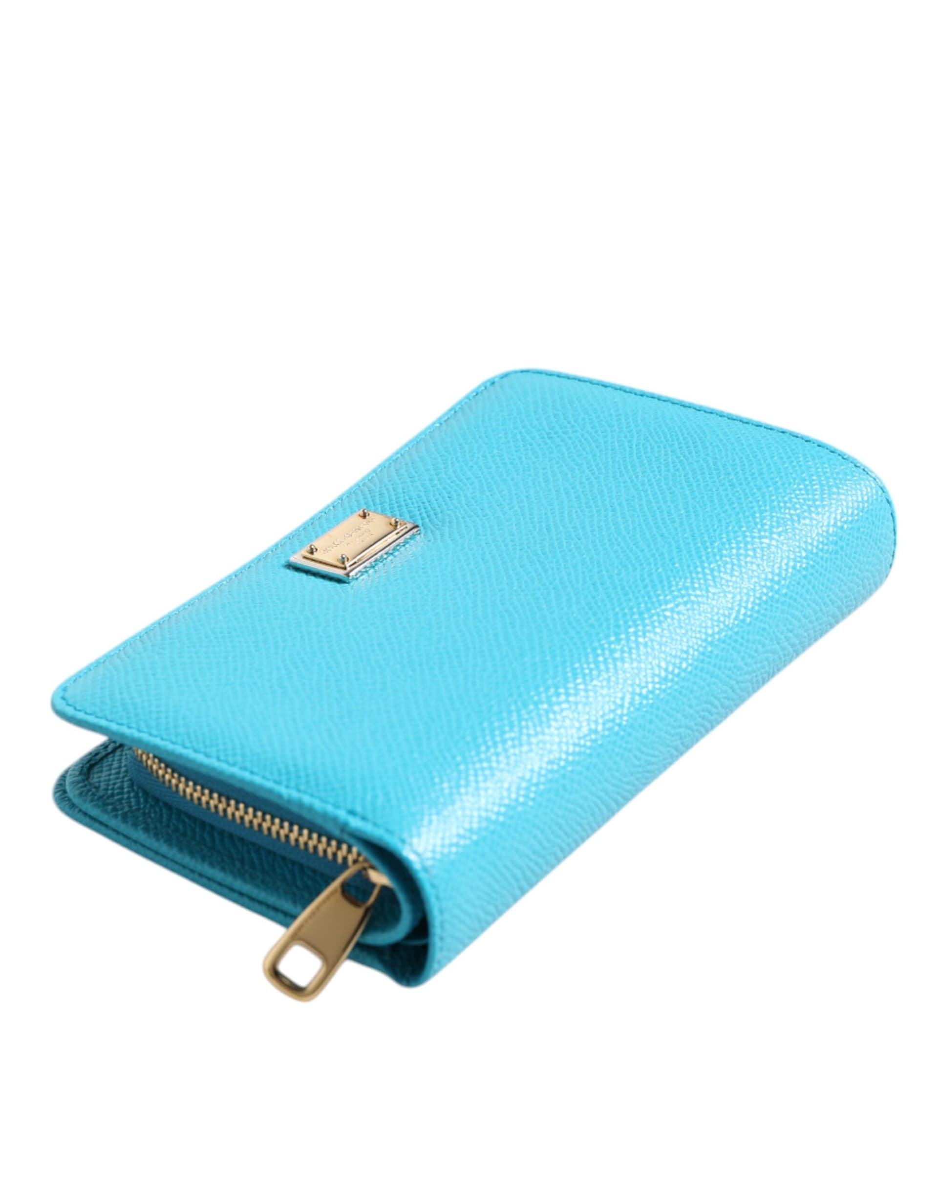 Light Blue Leather Bifold Continental Clutch Wallet - 6