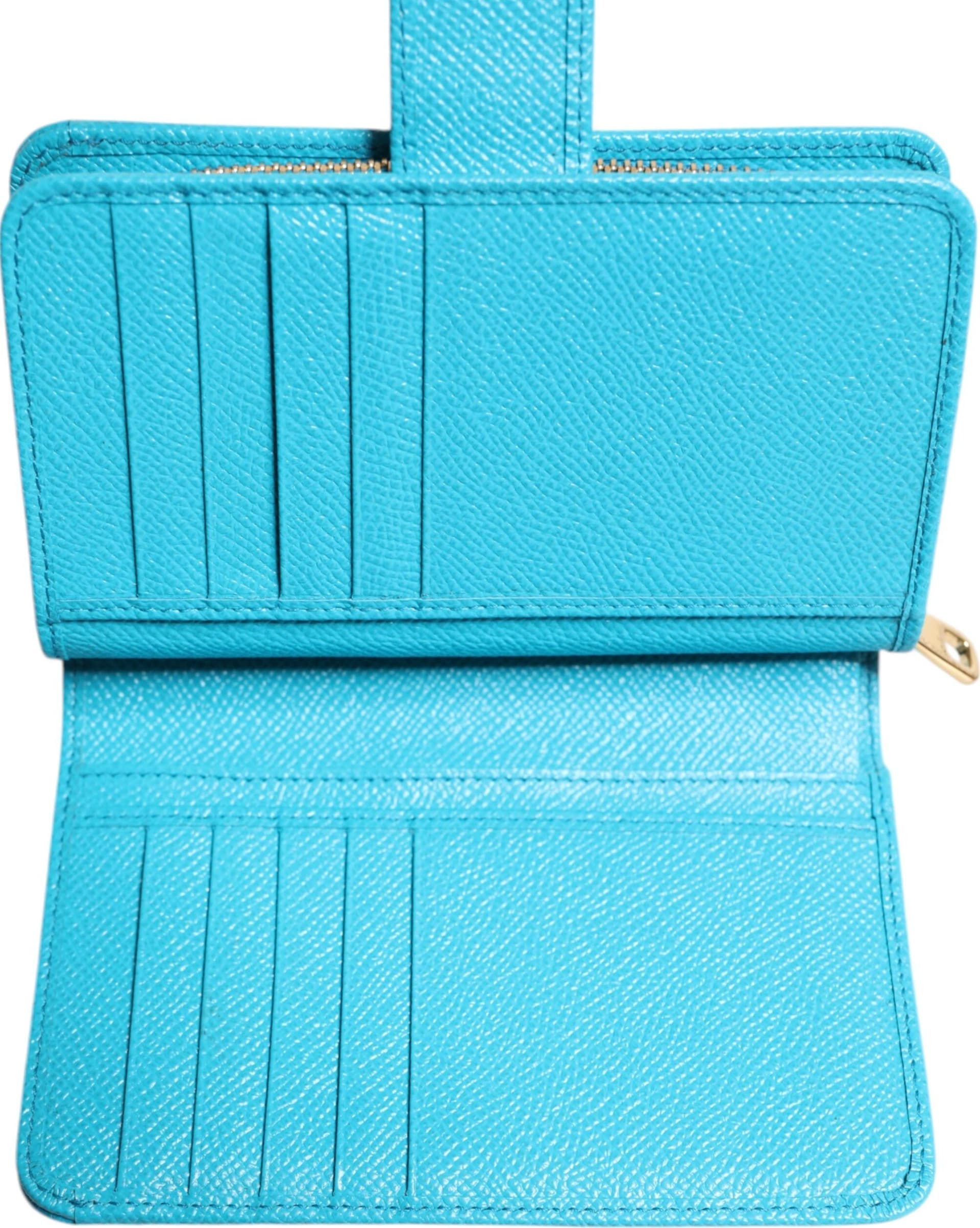 Light Blue Leather Bifold Continental Clutch Wallet - 8