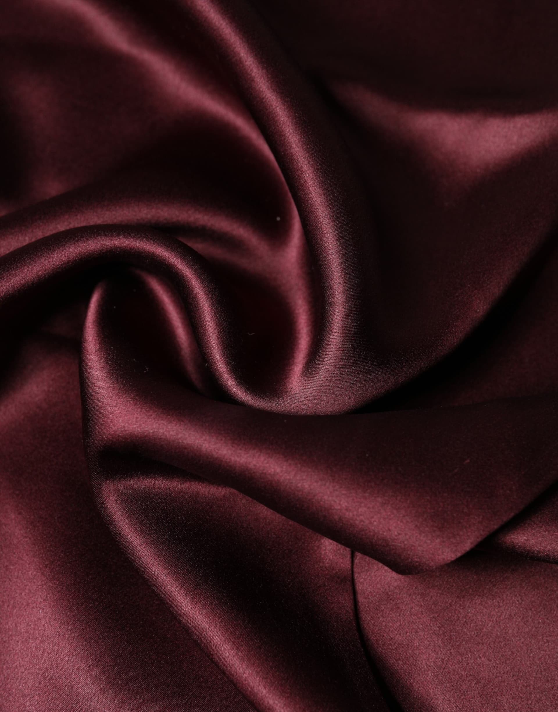 Maroon Silk Satin Fringes Neck Foulard Scarf - 3