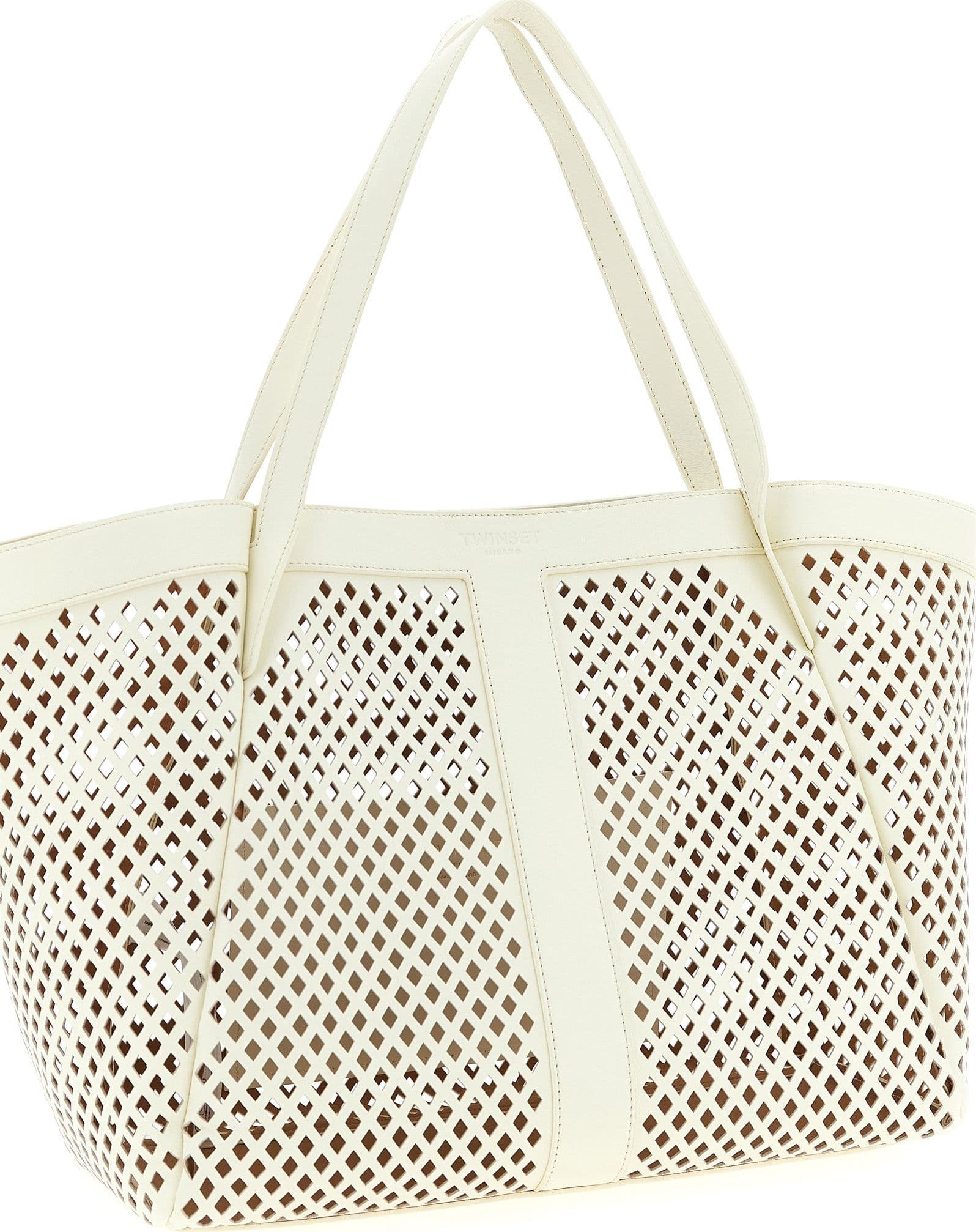 White Leather Tote Bag - 3
