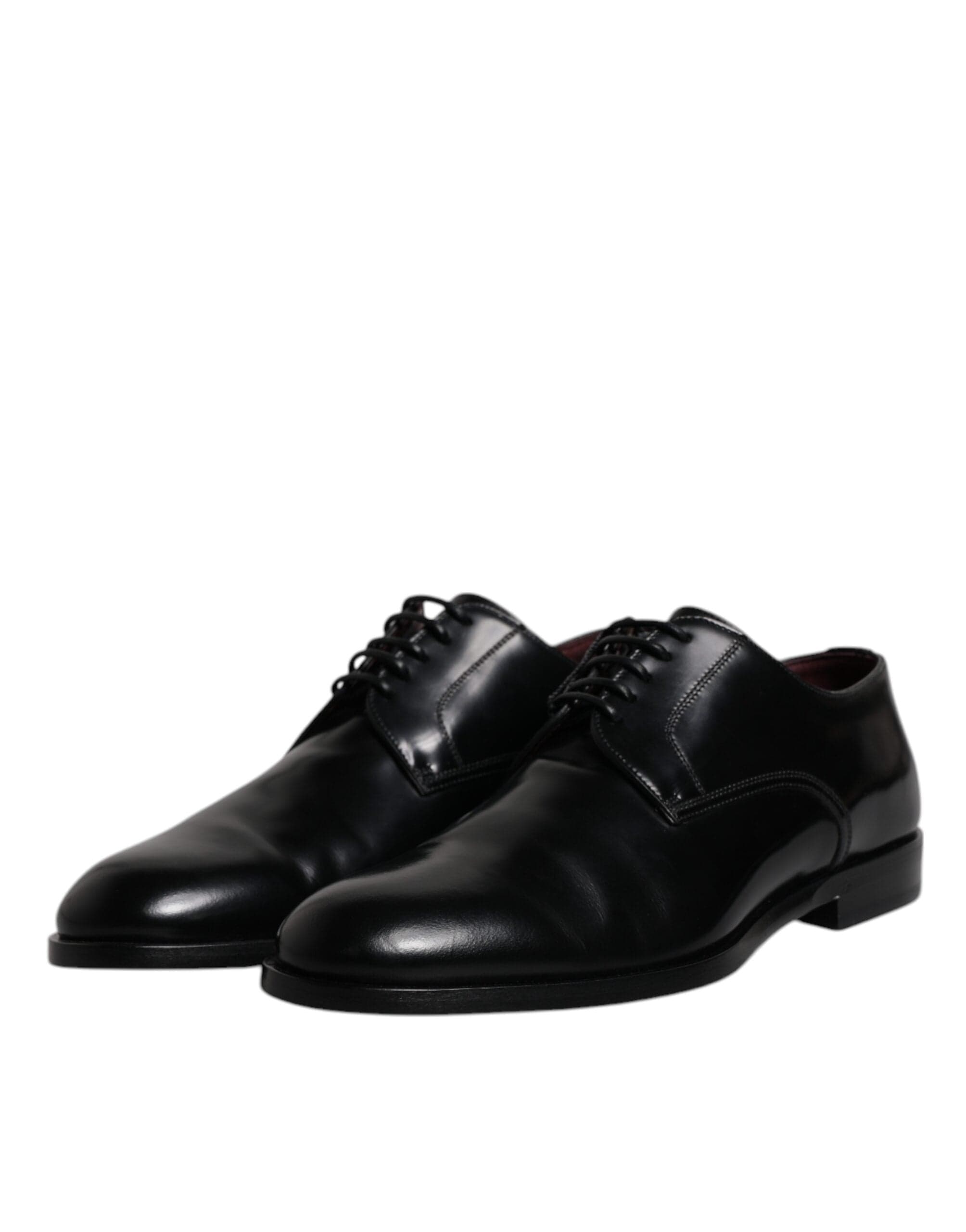 Black Calfskin Leather Derby Lace Up Formal Dress Shoes - 3