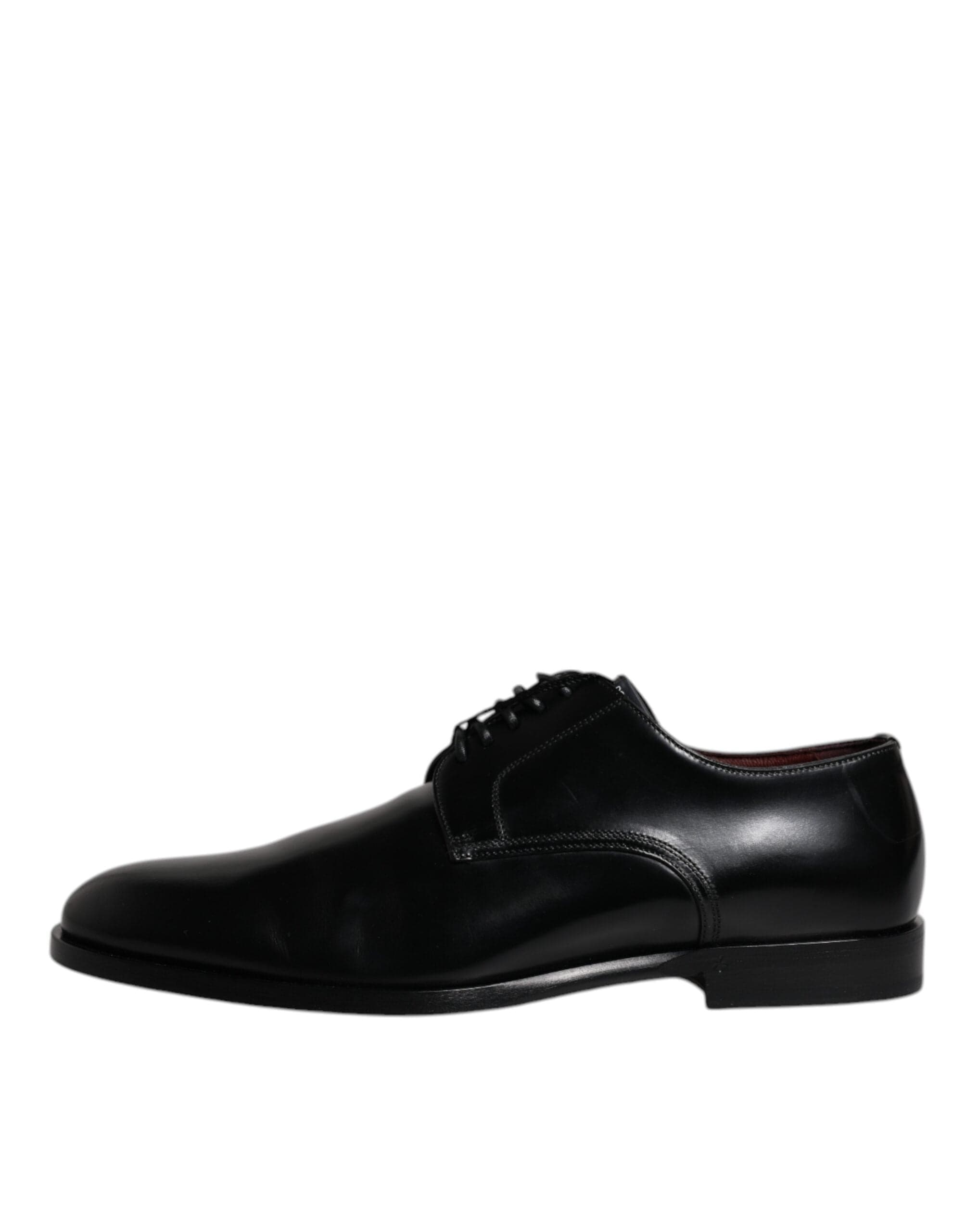 Black Calfskin Leather Derby Lace Up Formal Dress Shoes - 5