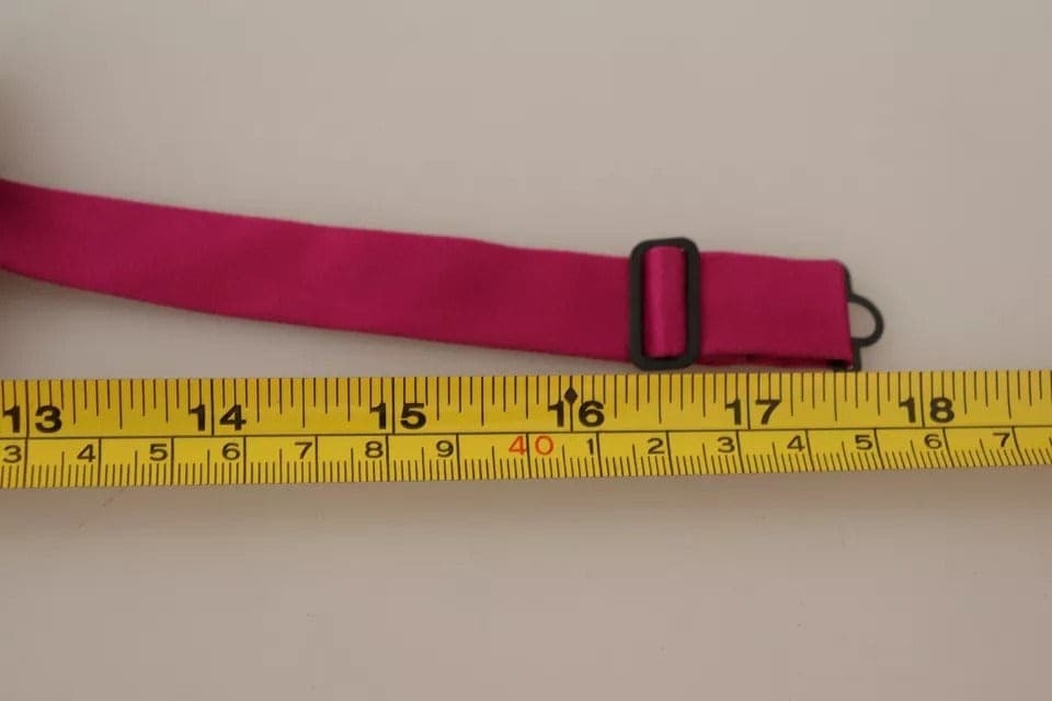 Pink 100% Silk Adjustable Neck Bow Tie Men - 3