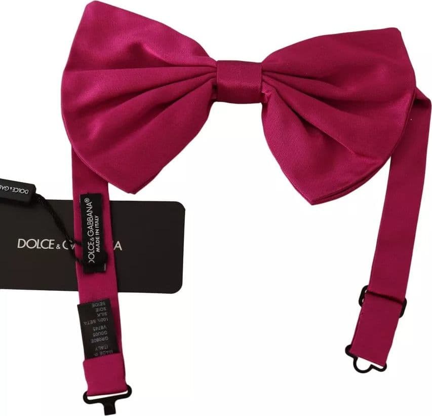 Pink 100% Silk Adjustable Neck Bow Tie Men - 4