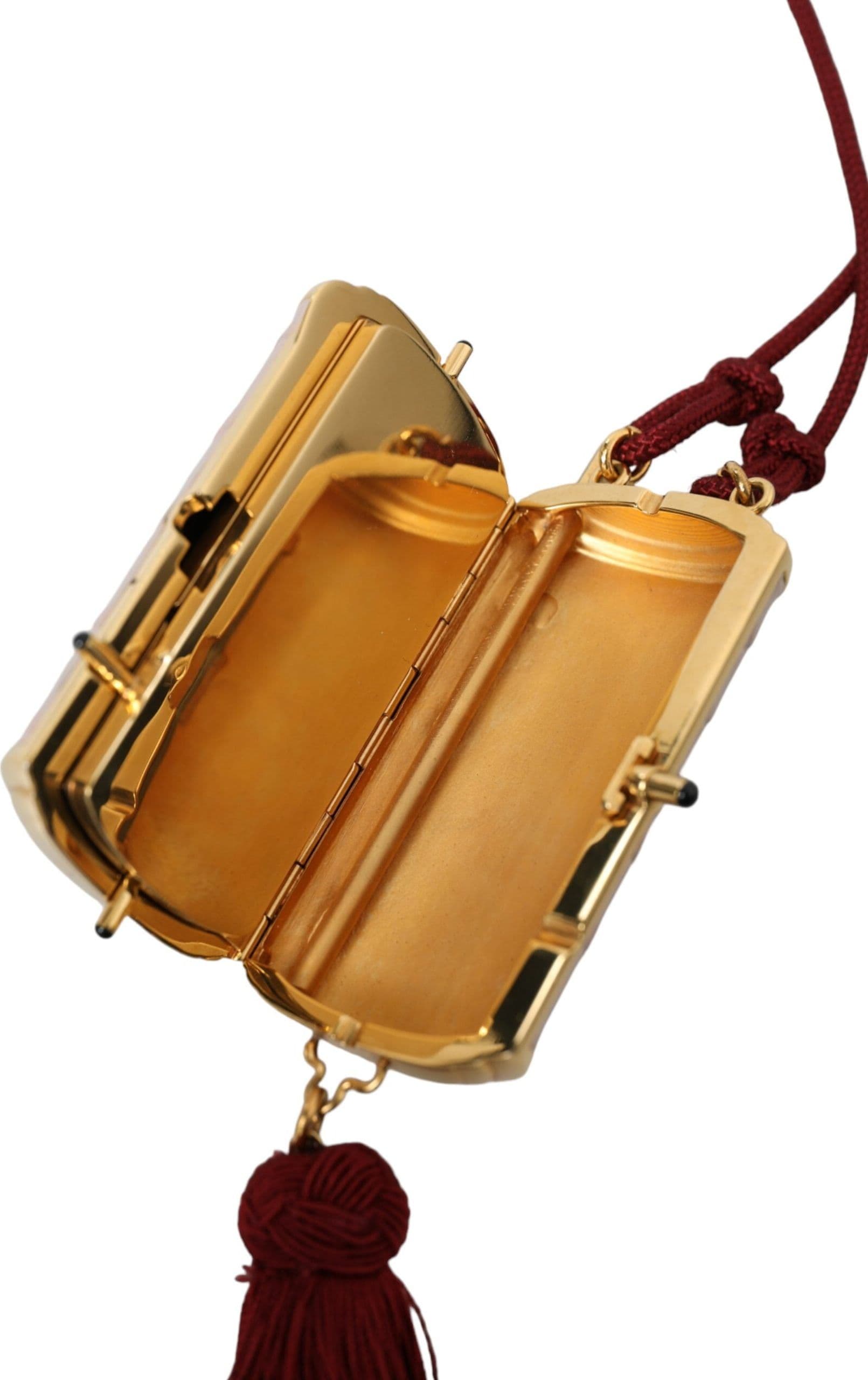 Pink Exotic Leather Mini Mirror Tassel Makeup Bag - 8