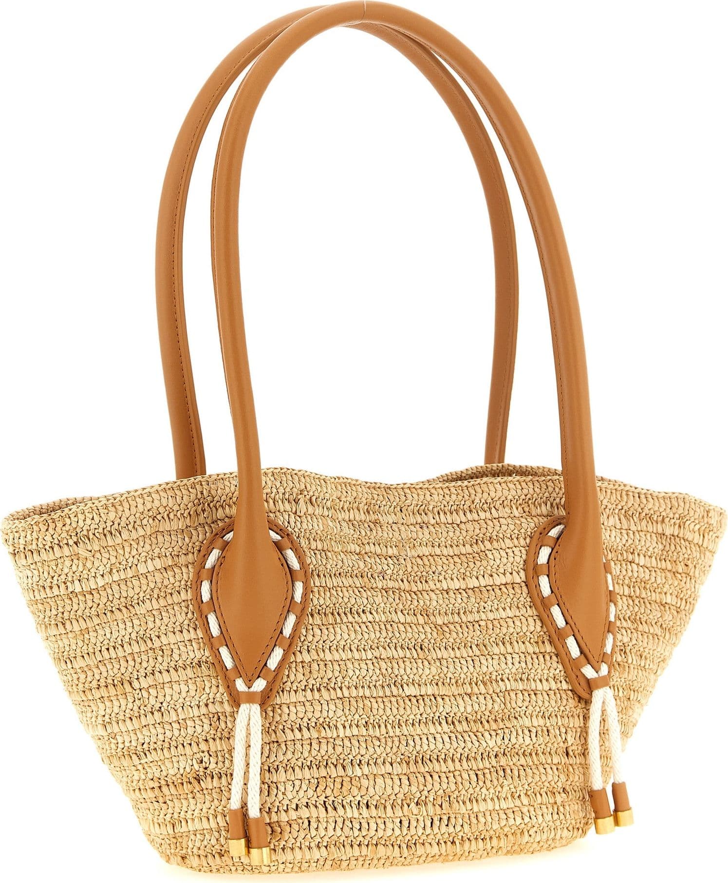 Beige Raffia Tote Bag - 2