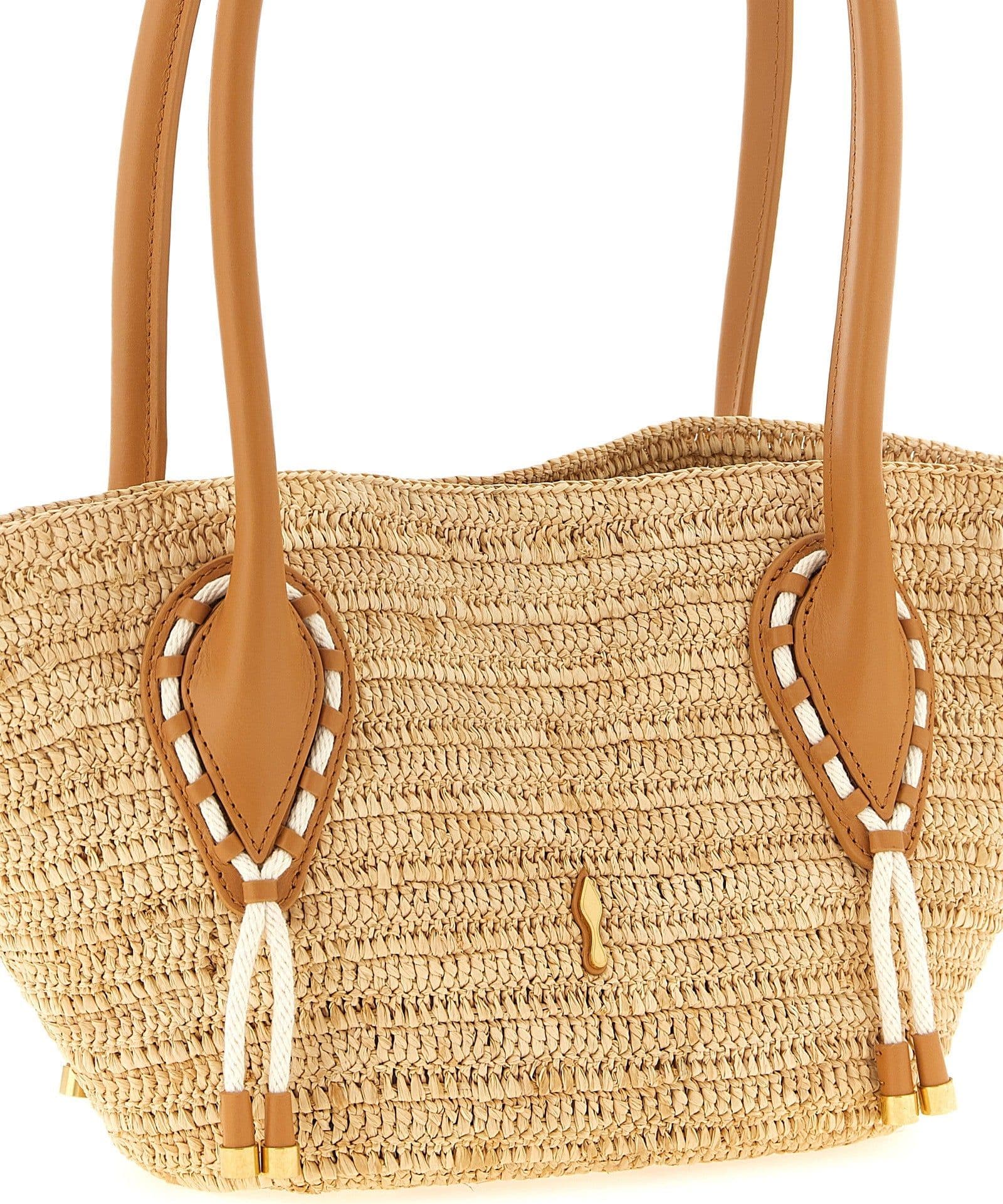 Beige Raffia Tote Bag - 3