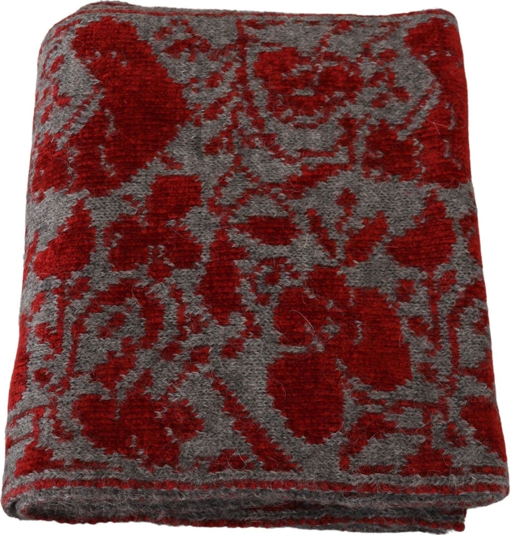 Red Grey Knitted Wrap Warmer Womens Shawl Scarf - 4