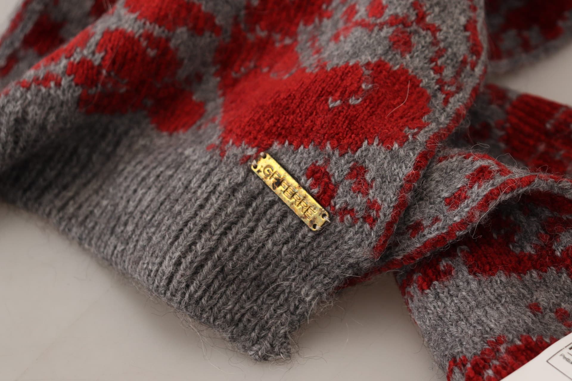 Red Grey Knitted Wrap Warmer Womens Shawl Scarf - 5