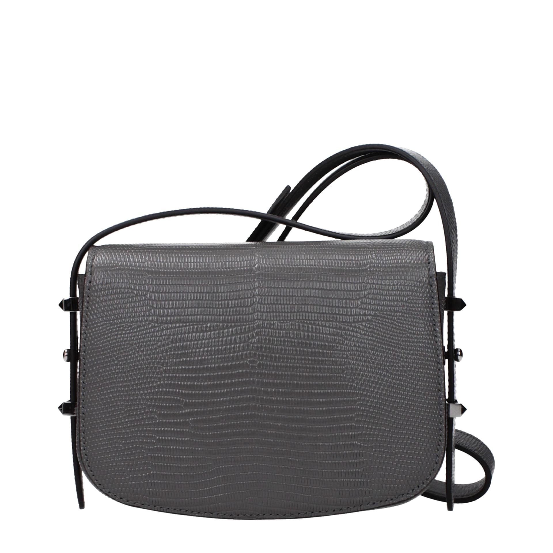 Gray Leather Shoulder Bag - 3