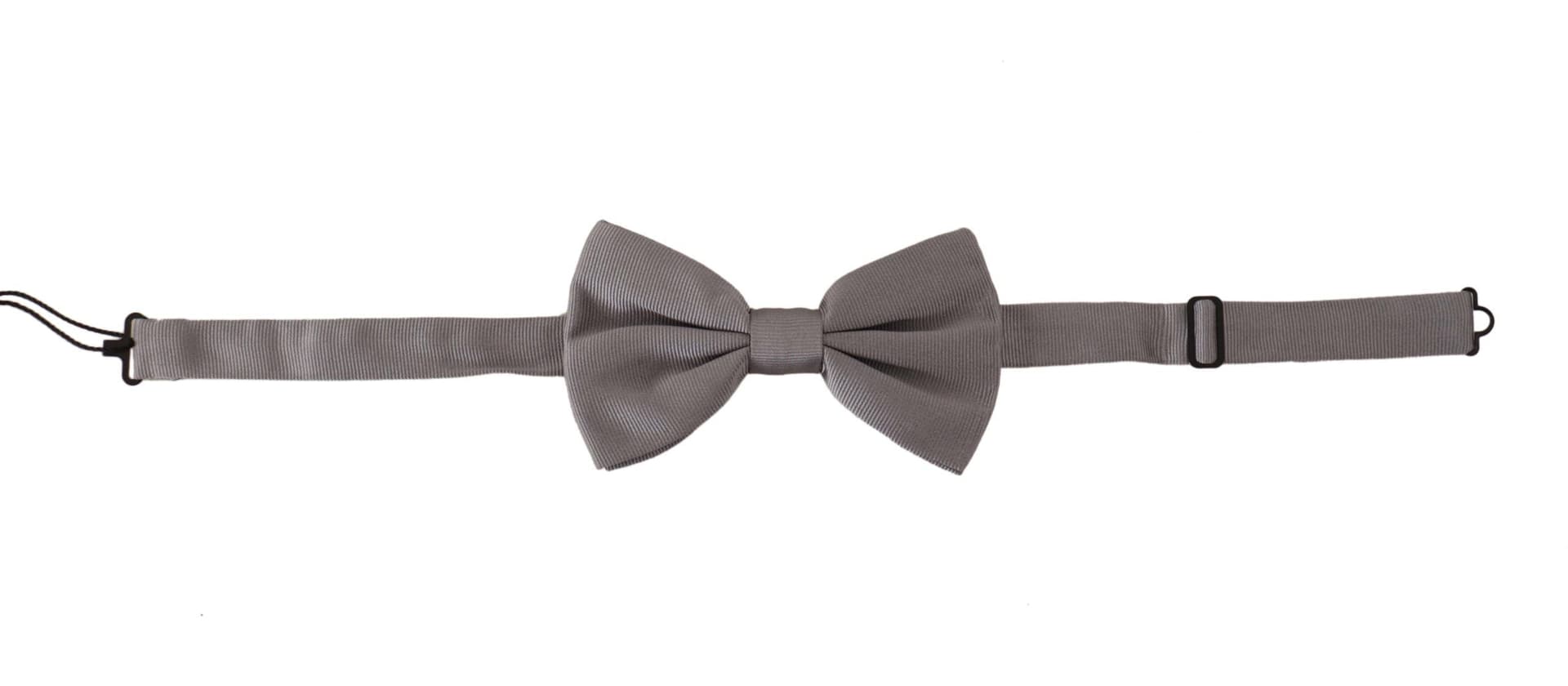 Gray 100% Silk Adjustable Neck Papillon Tie - 4