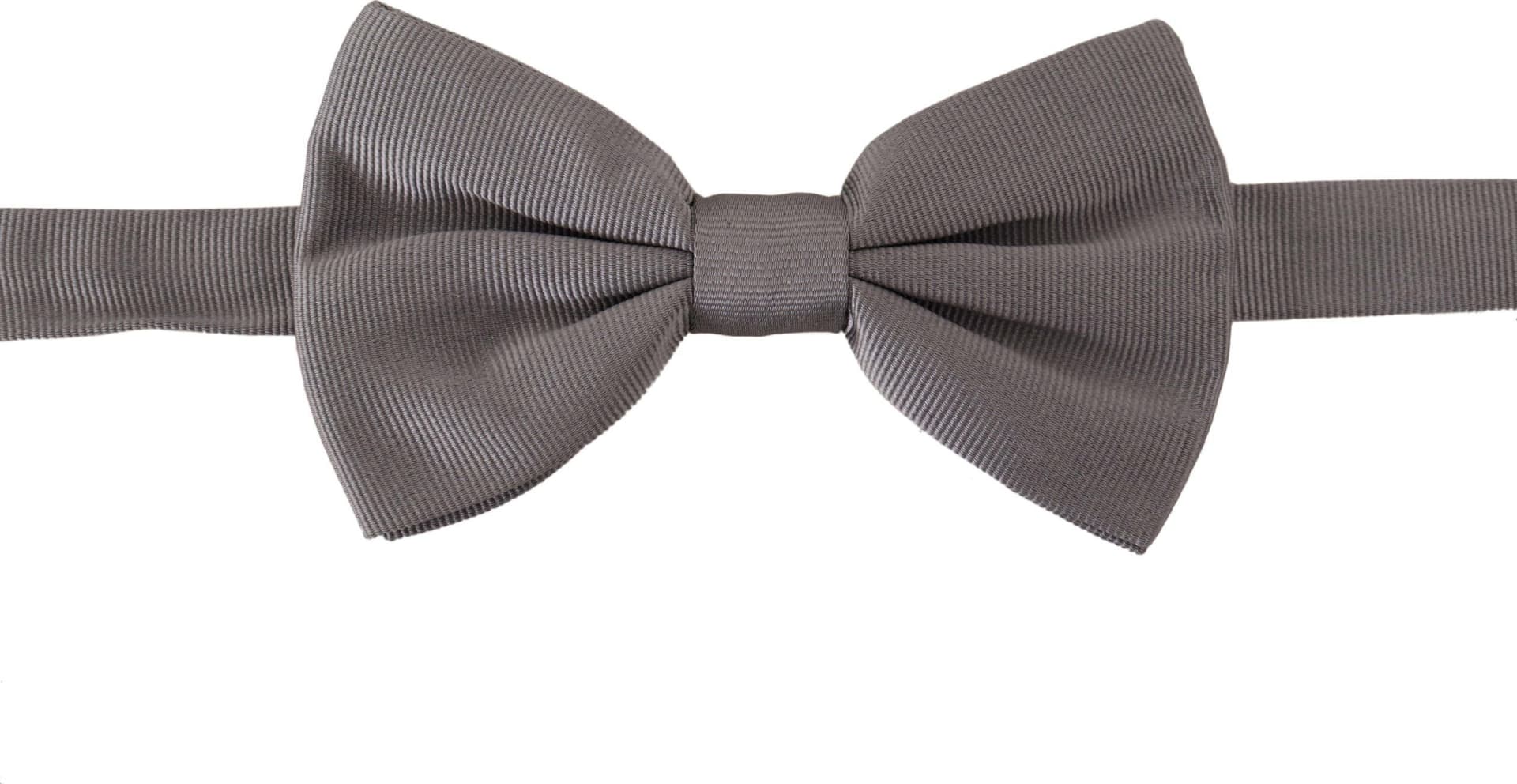 Gray 100% Silk Adjustable Neck Papillon Tie - 5