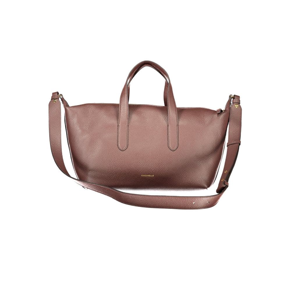 Brown Leather Womens Bag with Handles and Shoulder Strap - 2