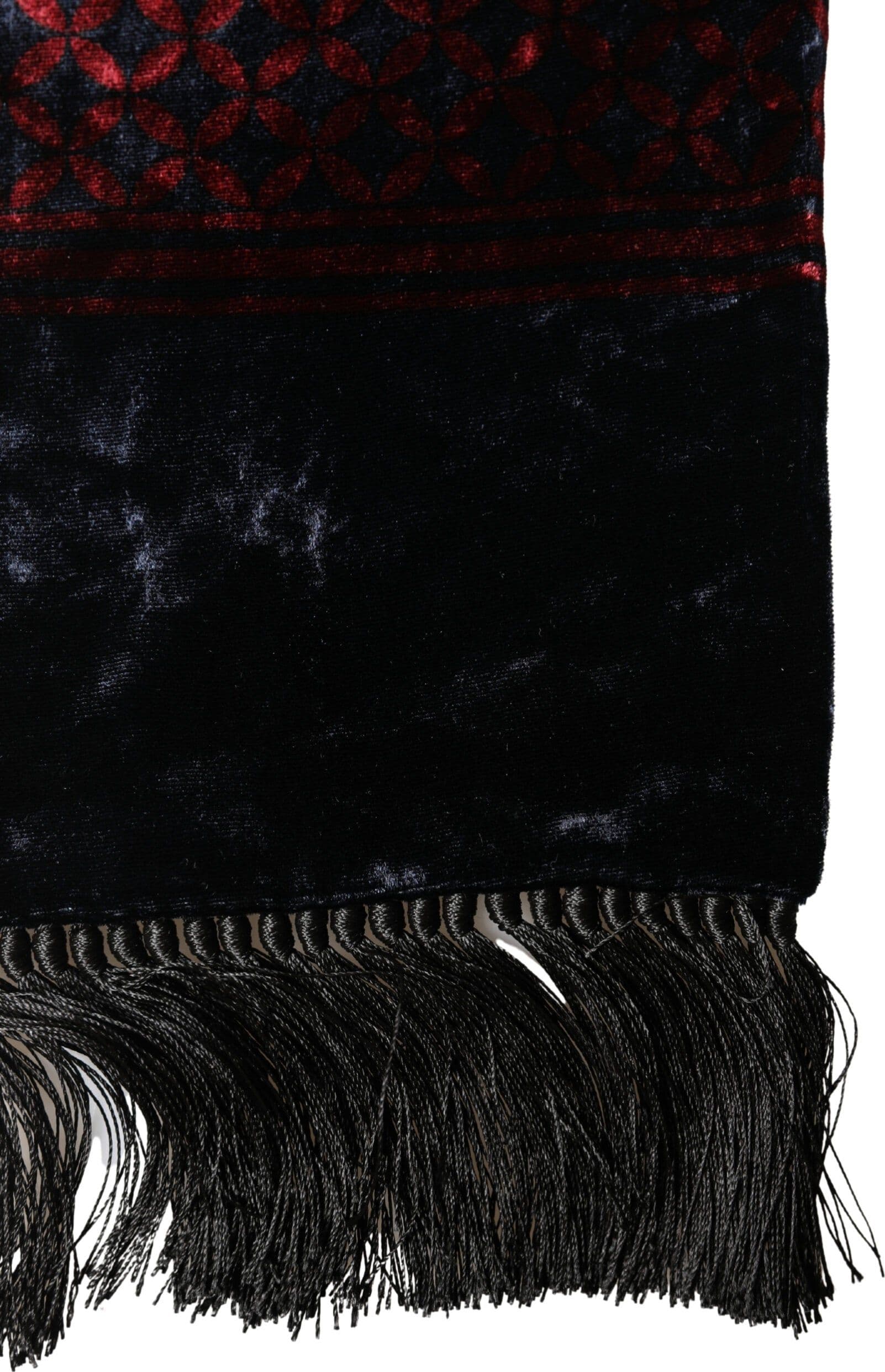 Black Red Rayon Geometric Pattern Fringe 140cm X 16cm  Scarf - 3