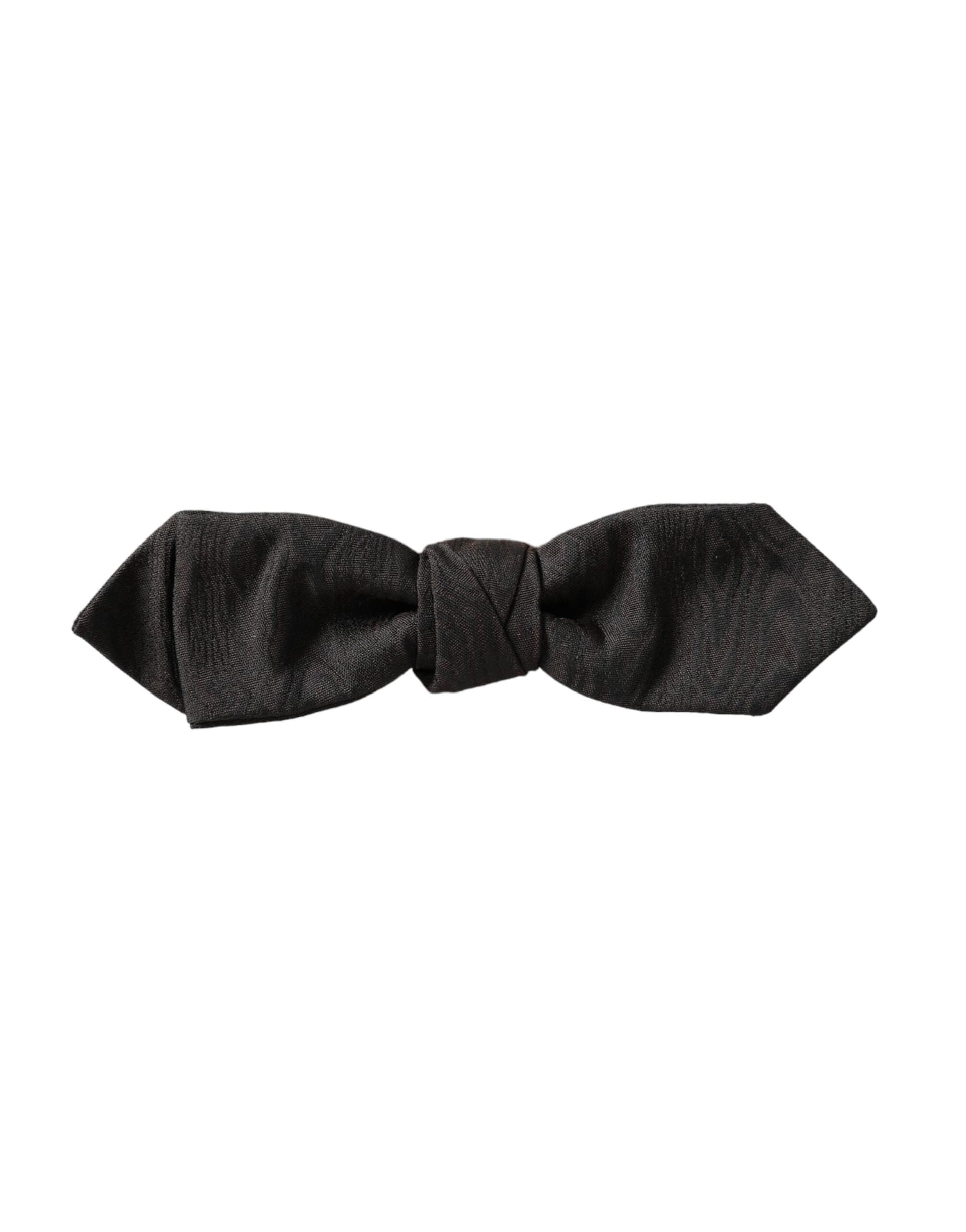 Black Silk Adjustable Neck Men Bow Tie - 4