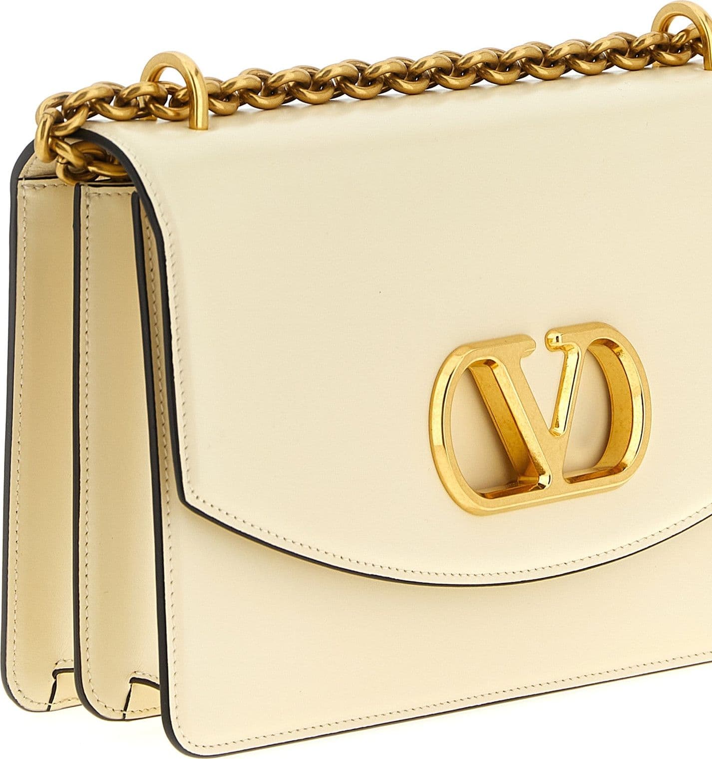 White Calfskin Shoulder Bag - 3