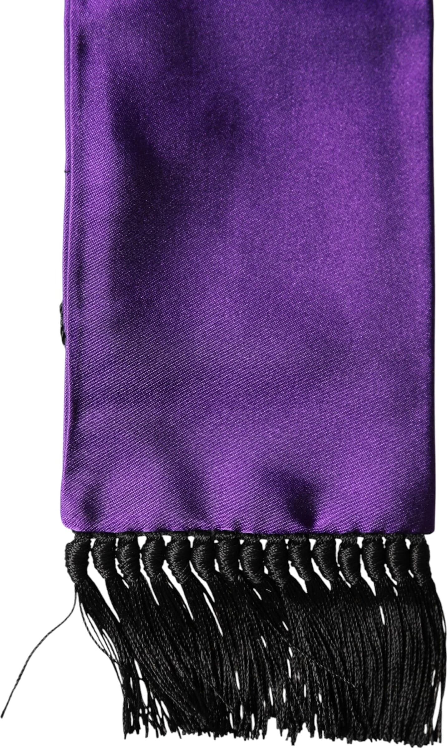 Violet Silk Fringes Neck Wrap Foulard Scarf - 3