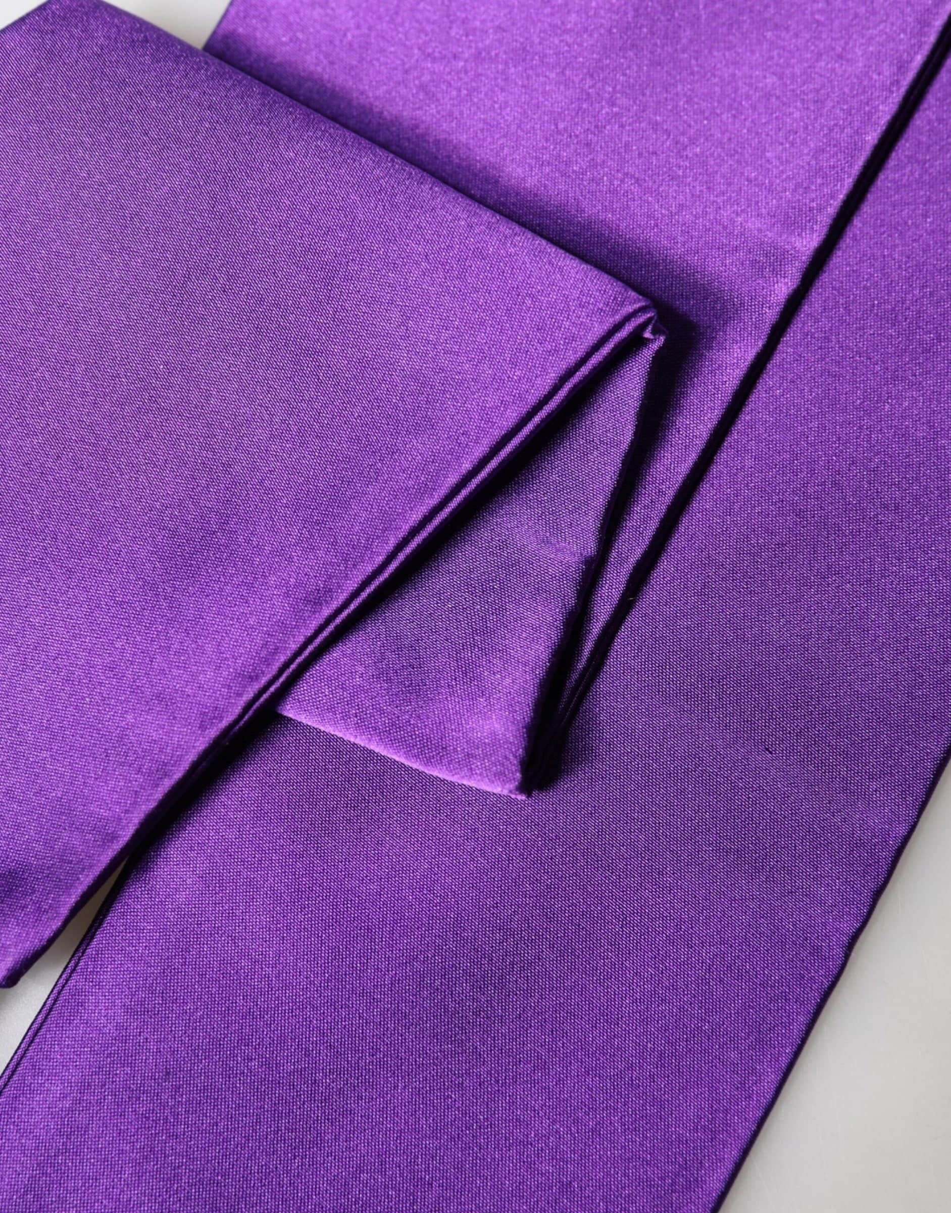 Violet Silk Fringes Neck Wrap Foulard Scarf - 4