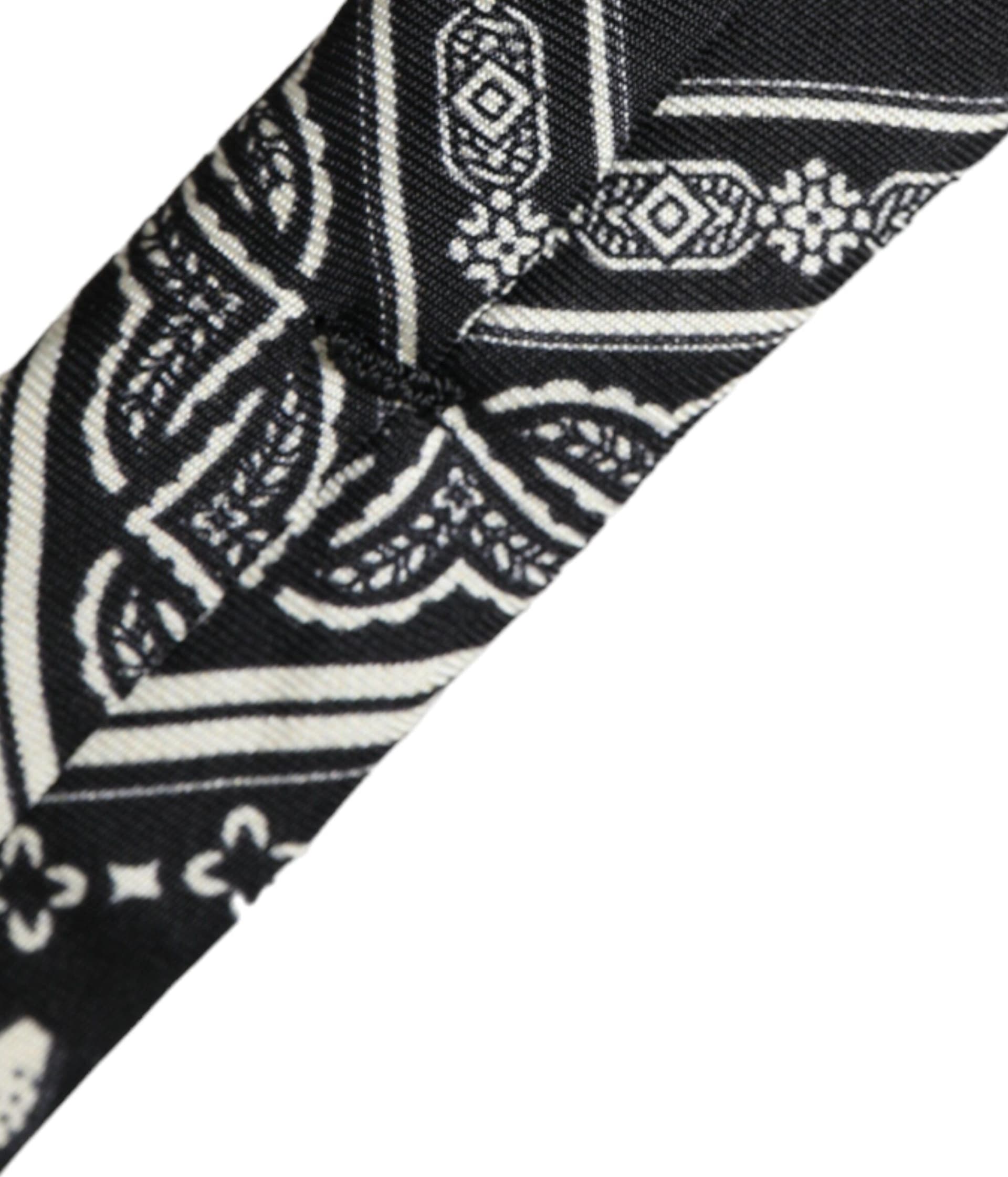 Black Patterned 100%Silk Adjustable Tie - 6